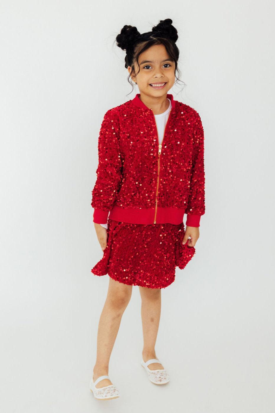 Red Velvet Sequin Twirl Skort
