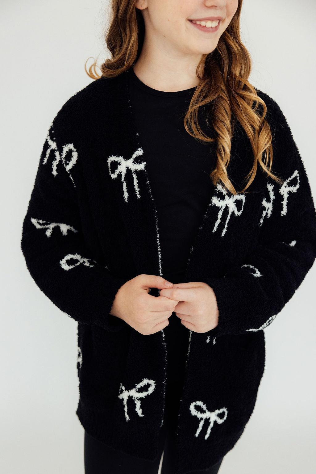 Black/coconut Bow Cozy Cardigan