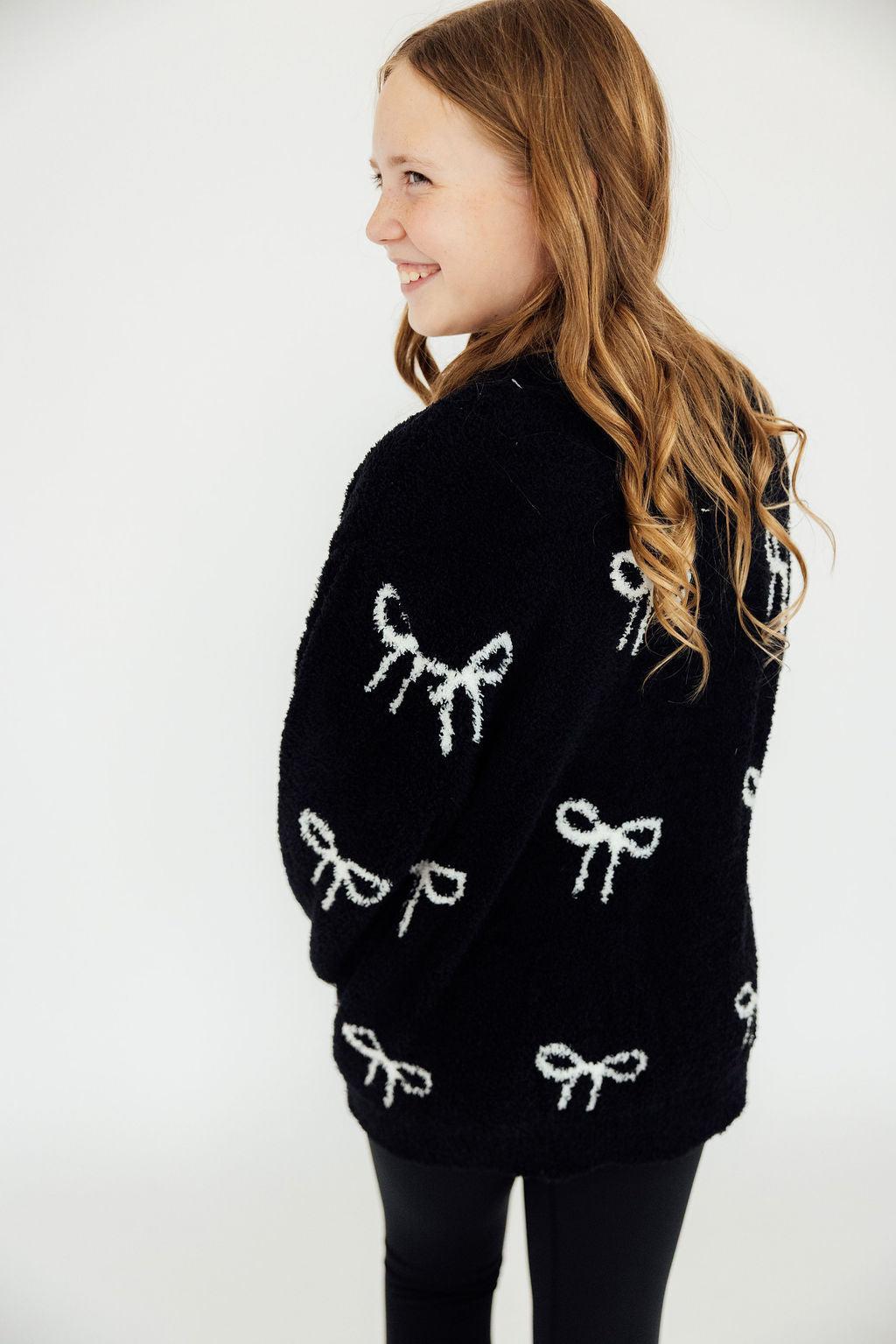 Black/coconut Bow Cozy Cardigan