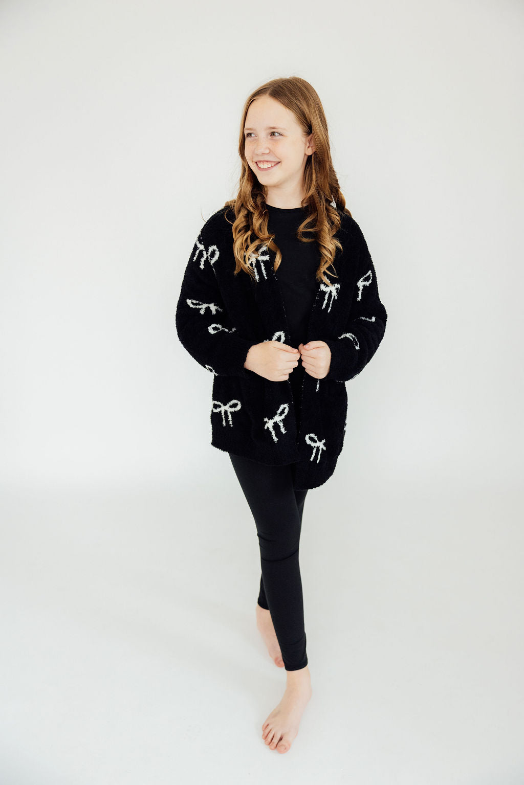 Black/coconut Bow Cozy Cardigan