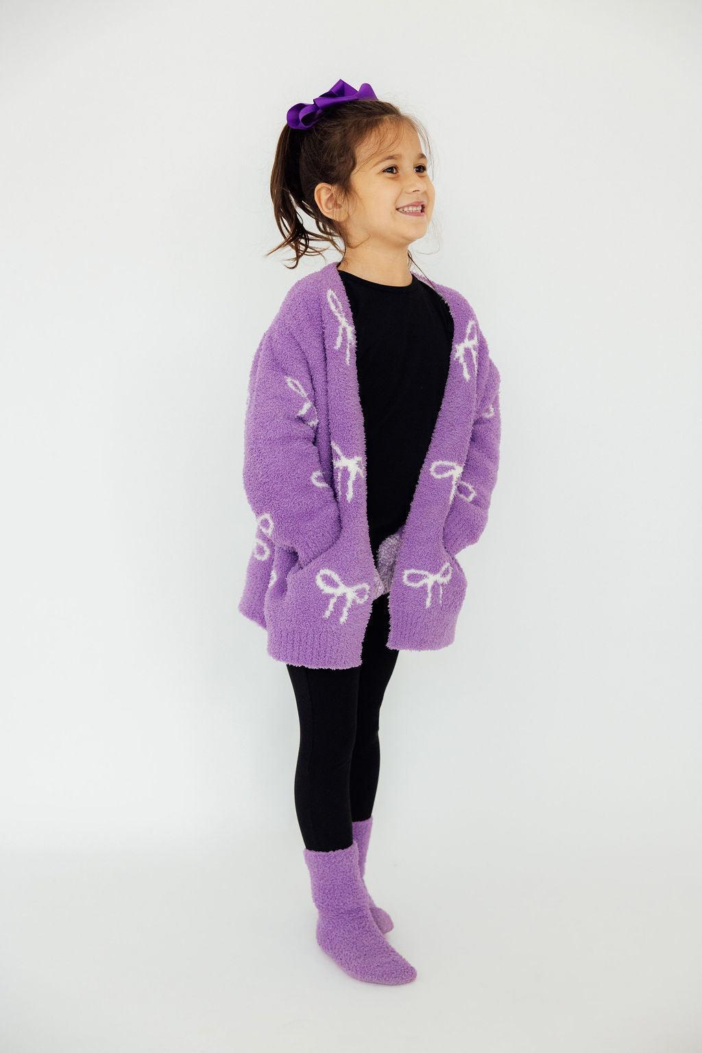 Lilac/coconut Bow Cozy Cardigan