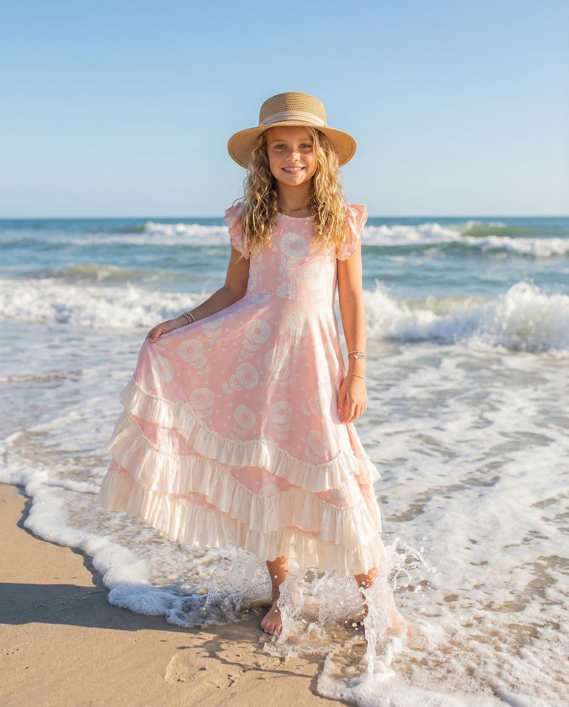 dusty rose beach dress Oopsie Daisy Ruffle Tiered Girl – EasyTot Clinton Blue Dress Epstein bodycondresses Length 38 Size:6-12 M