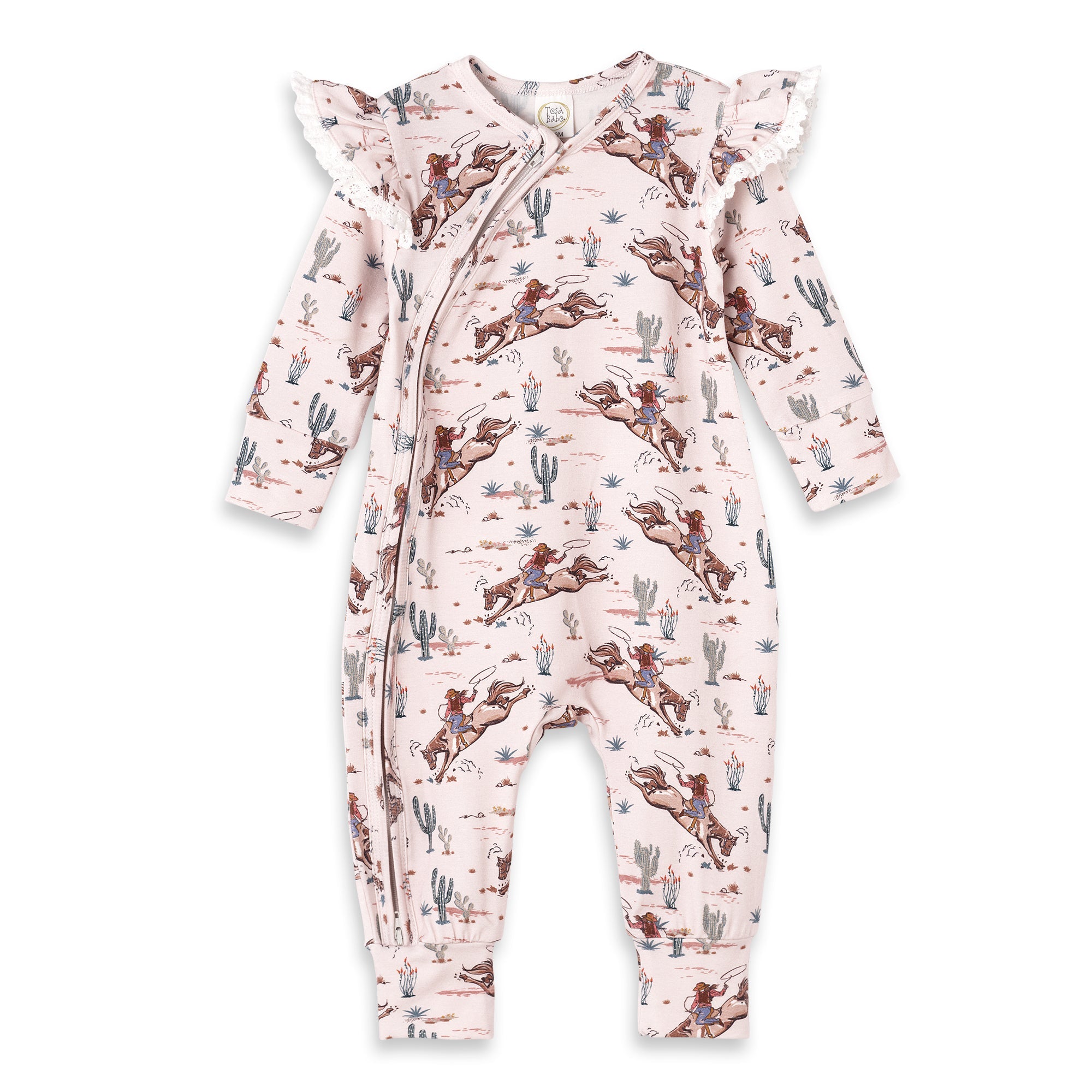 Prairie Princess Baby Girl Bamboo Western Zipper Romper