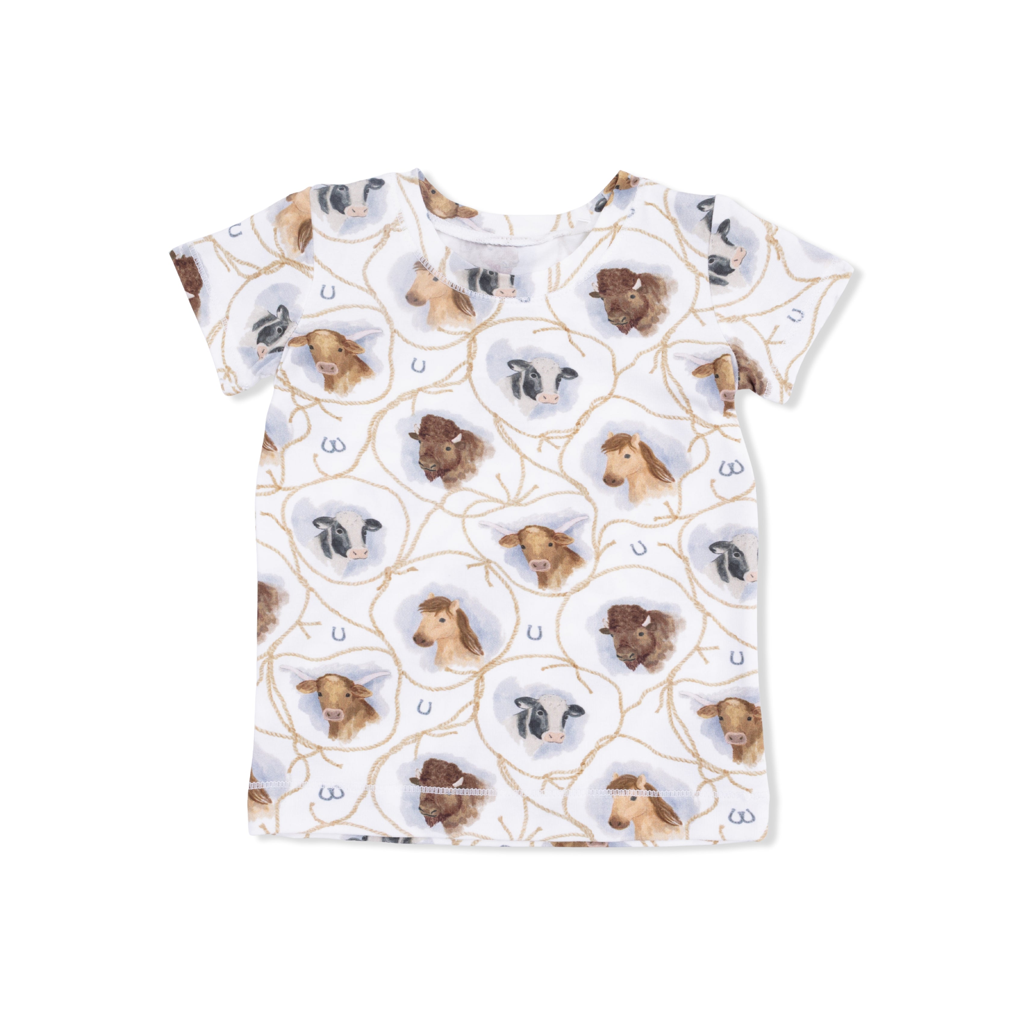 Farm Animals Rope Cameos Uni - Short Sleeve Loungewear Set