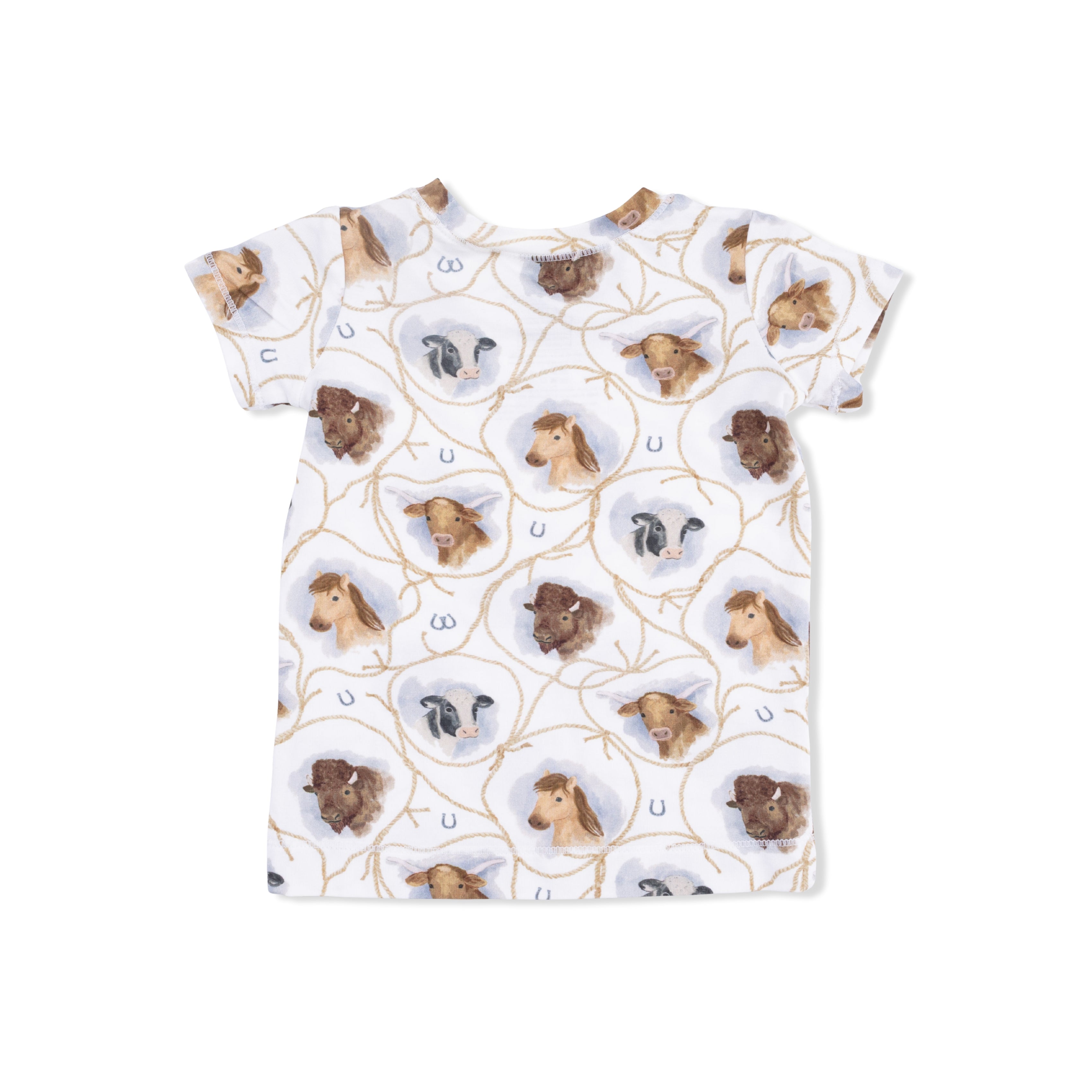 Farm Animals Rope Cameos Uni - Short Sleeve Loungewear Set