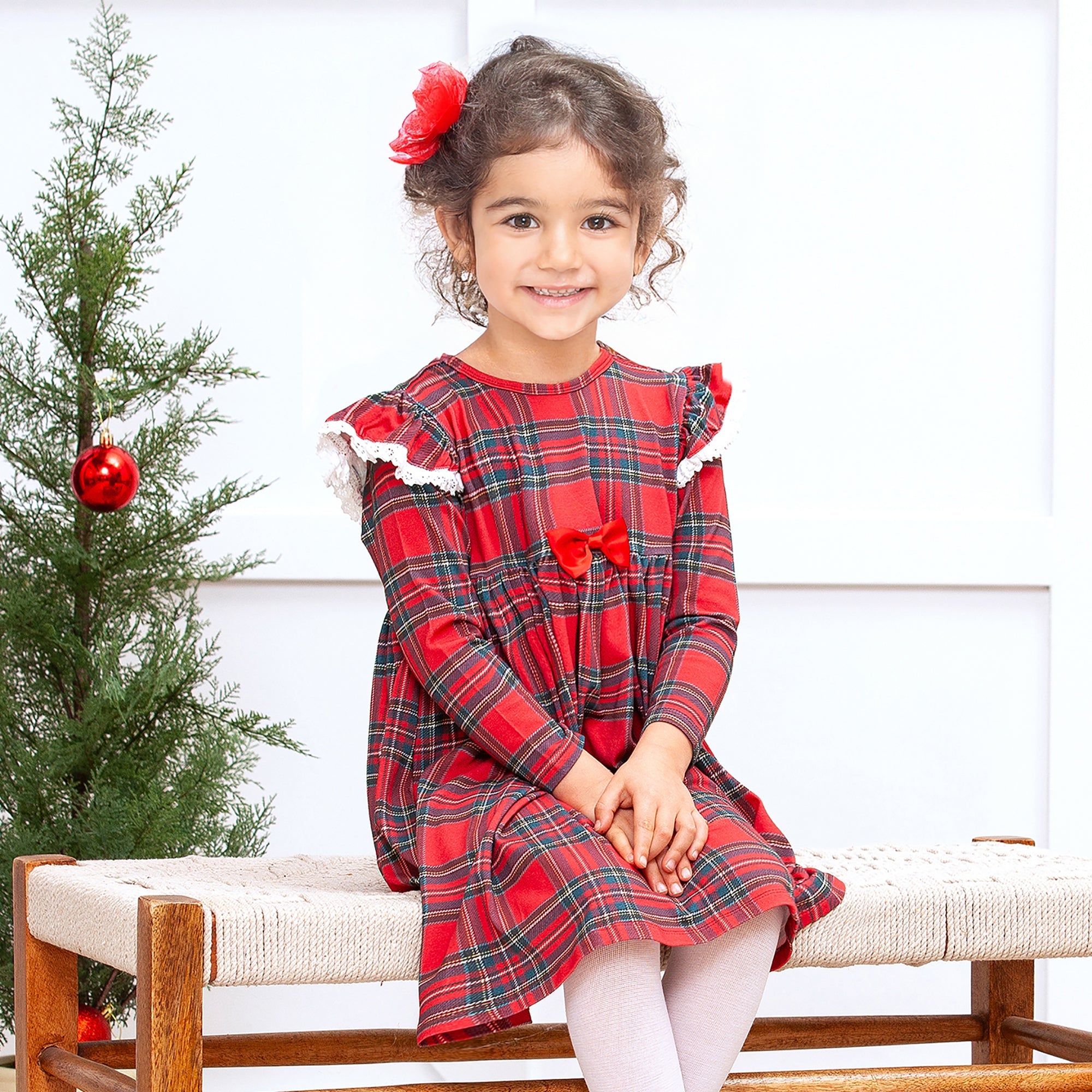 Christmas Bamboo Holiday Dress – Classic Red Tartan Plaid