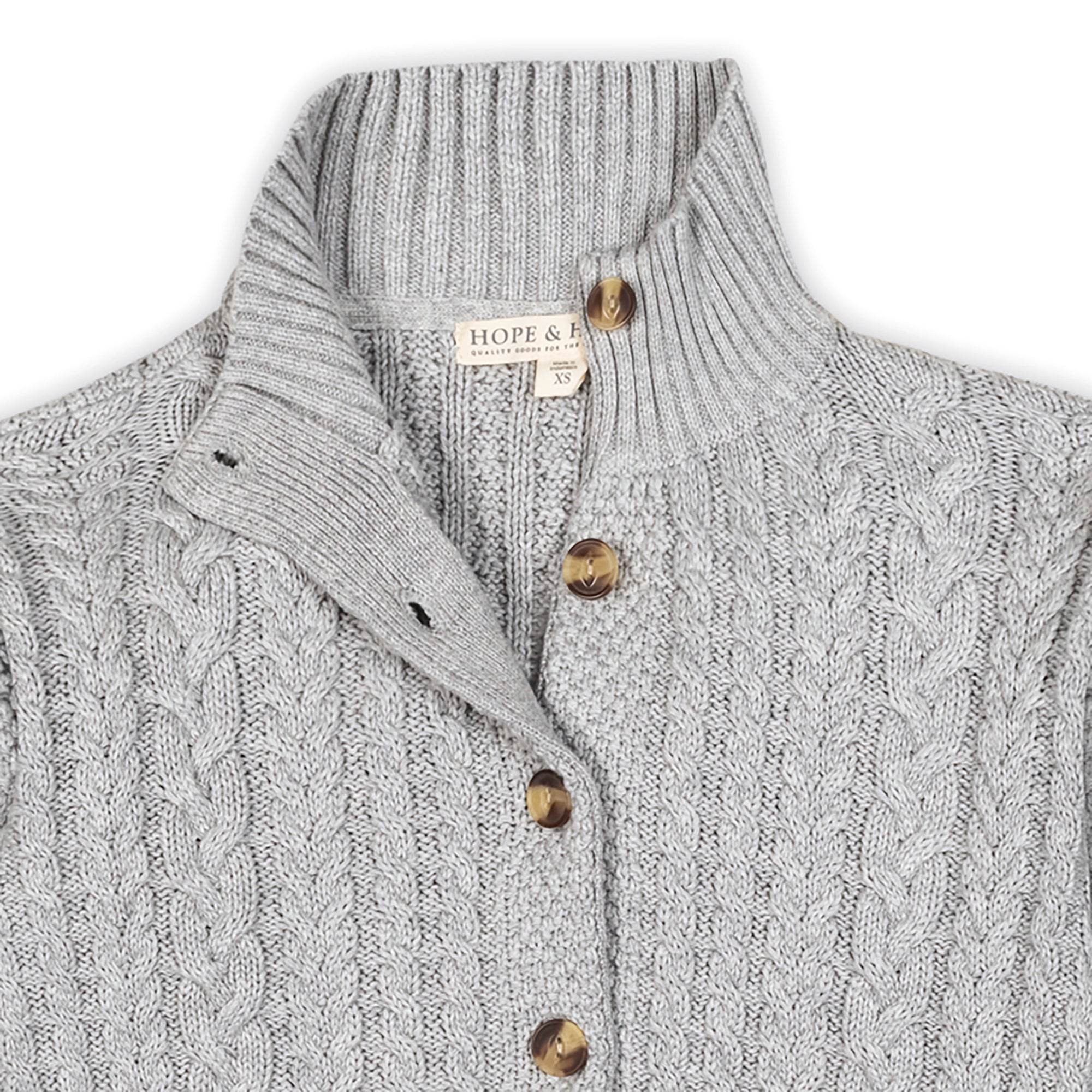 Organic Mock Neck Cable Cardigan