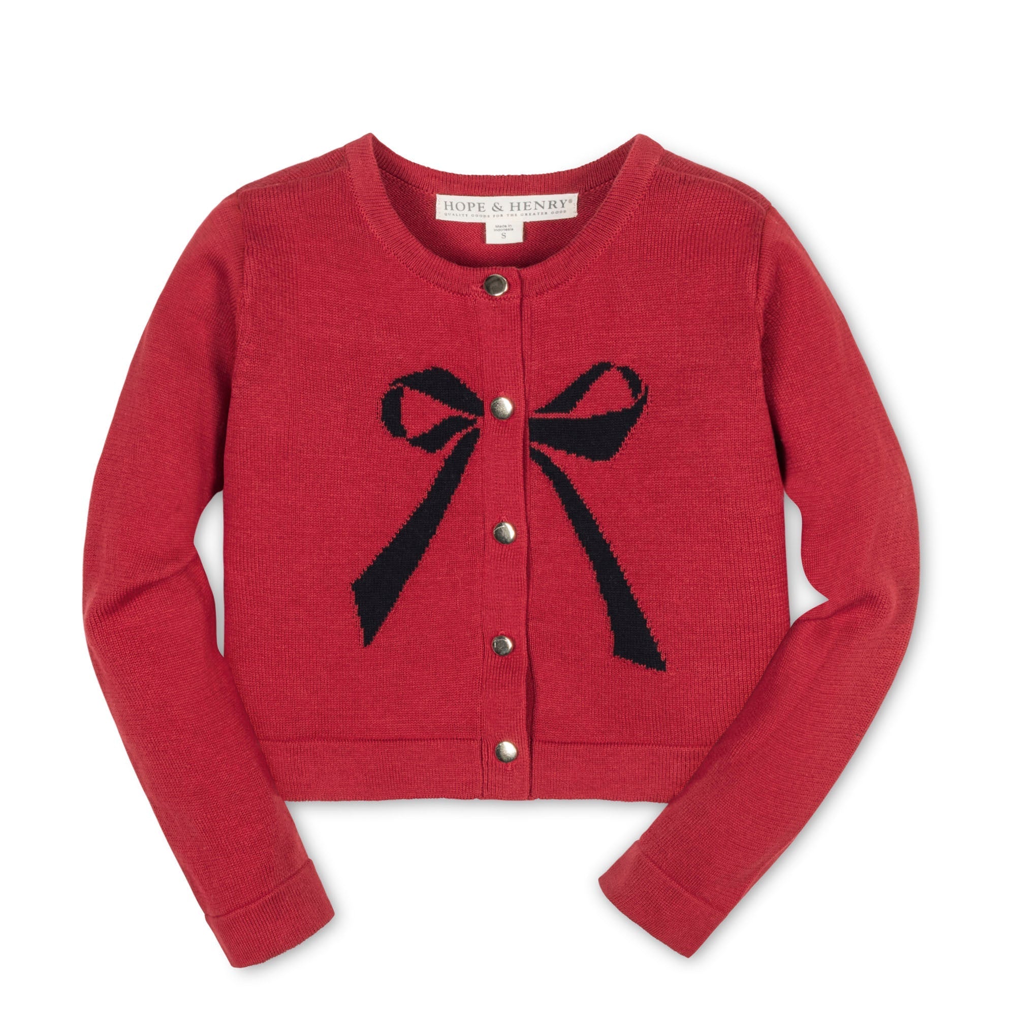 Organic Bow Intarsia Cardigan