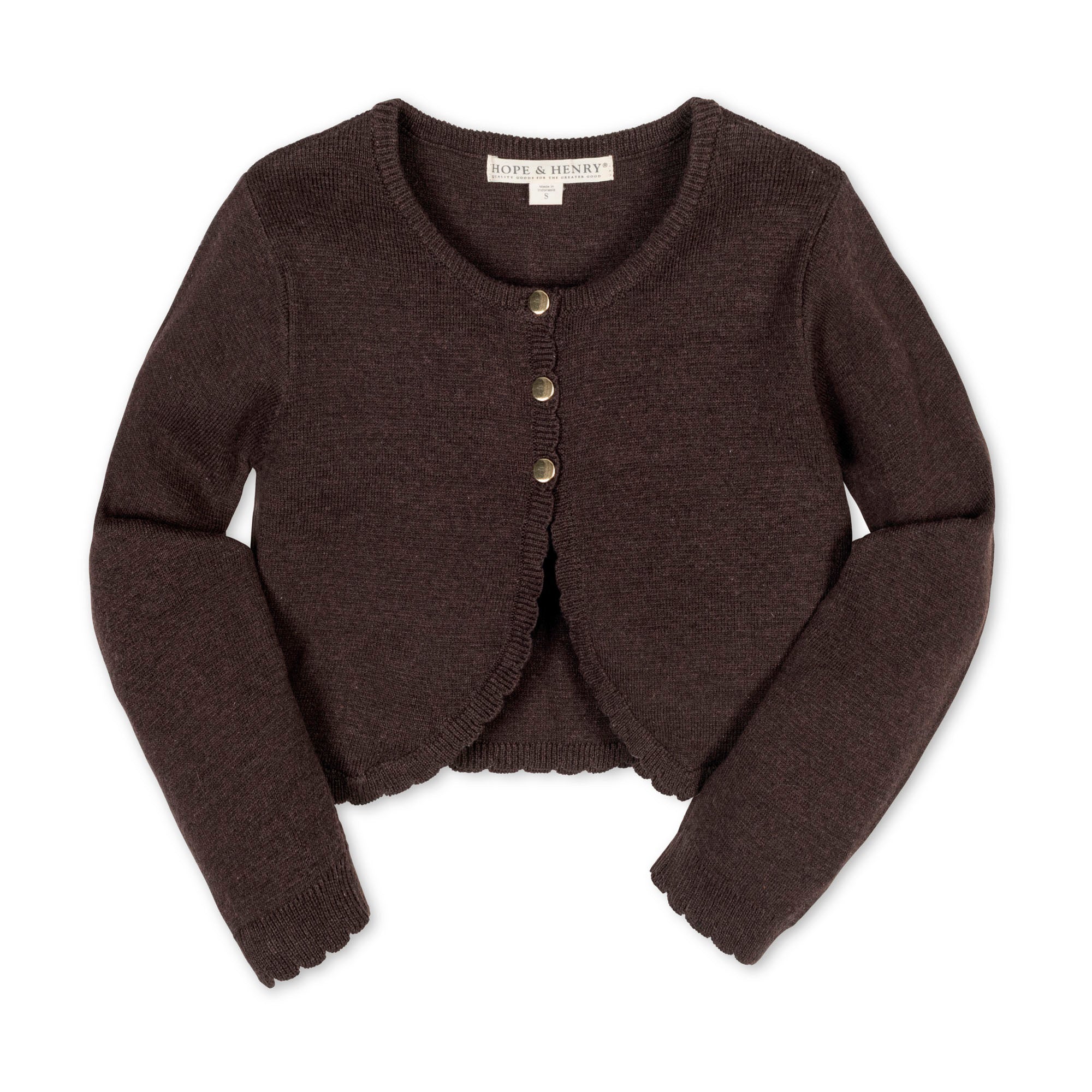 Organic Cropped Scallop Cardigan