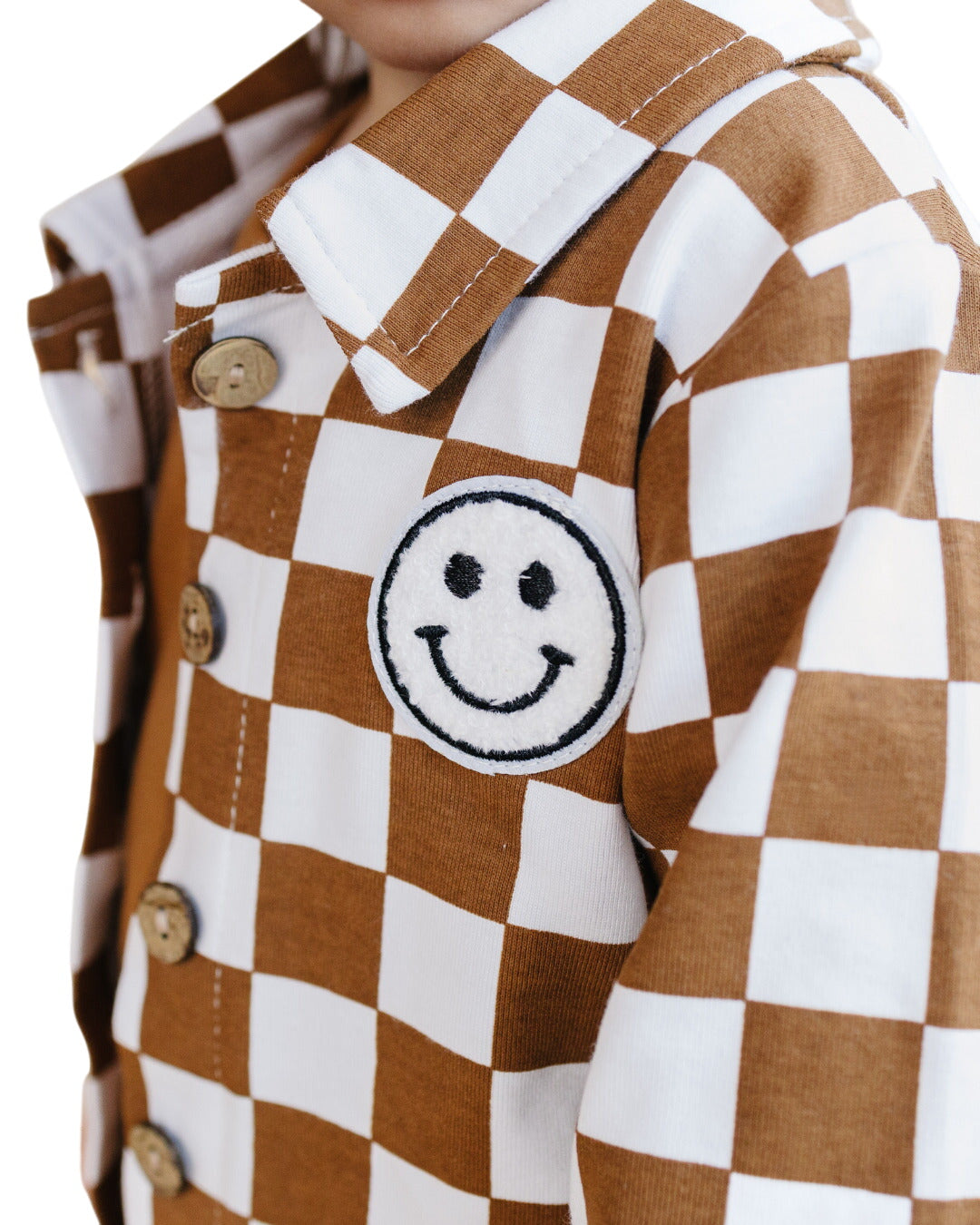 Cotton Shacket | Smiley Checkered Copper