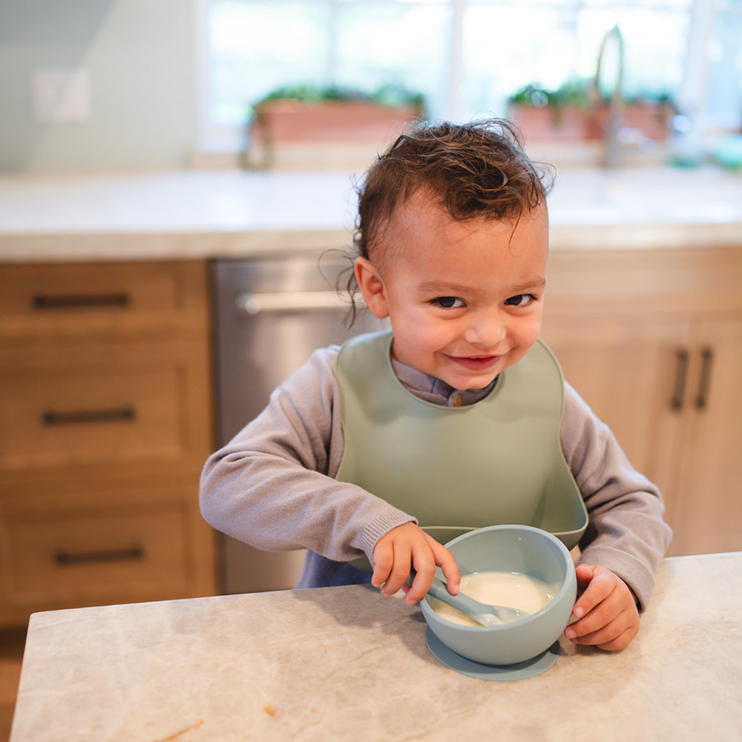 Blush Suction Bowl And Spoon Set