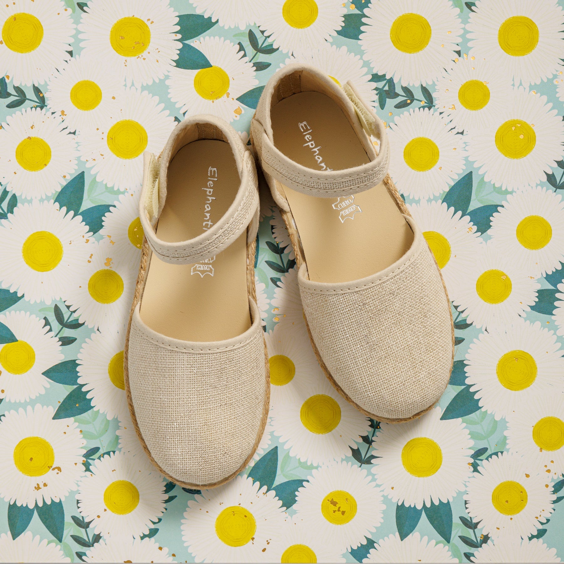 Linen Classic Espadrille Metallic White