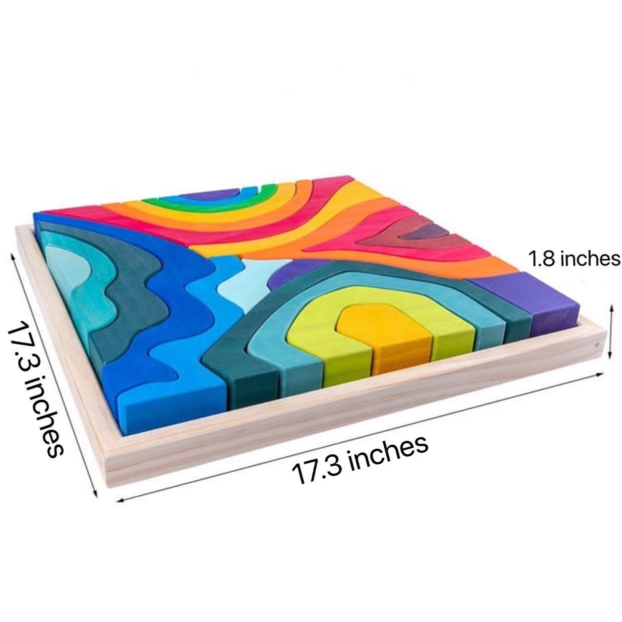 Large Stained Four Elements Wooden Stacking Puzzles Building Blocks