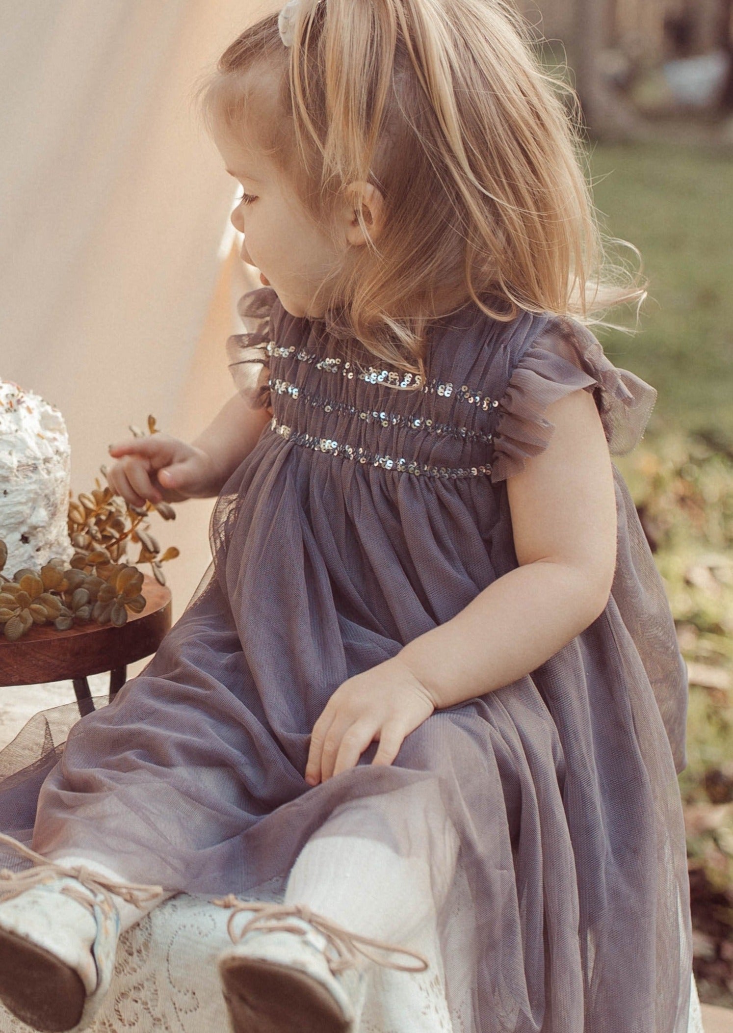 Scarlett | Cotton Tulle Dress | Sleet Gray