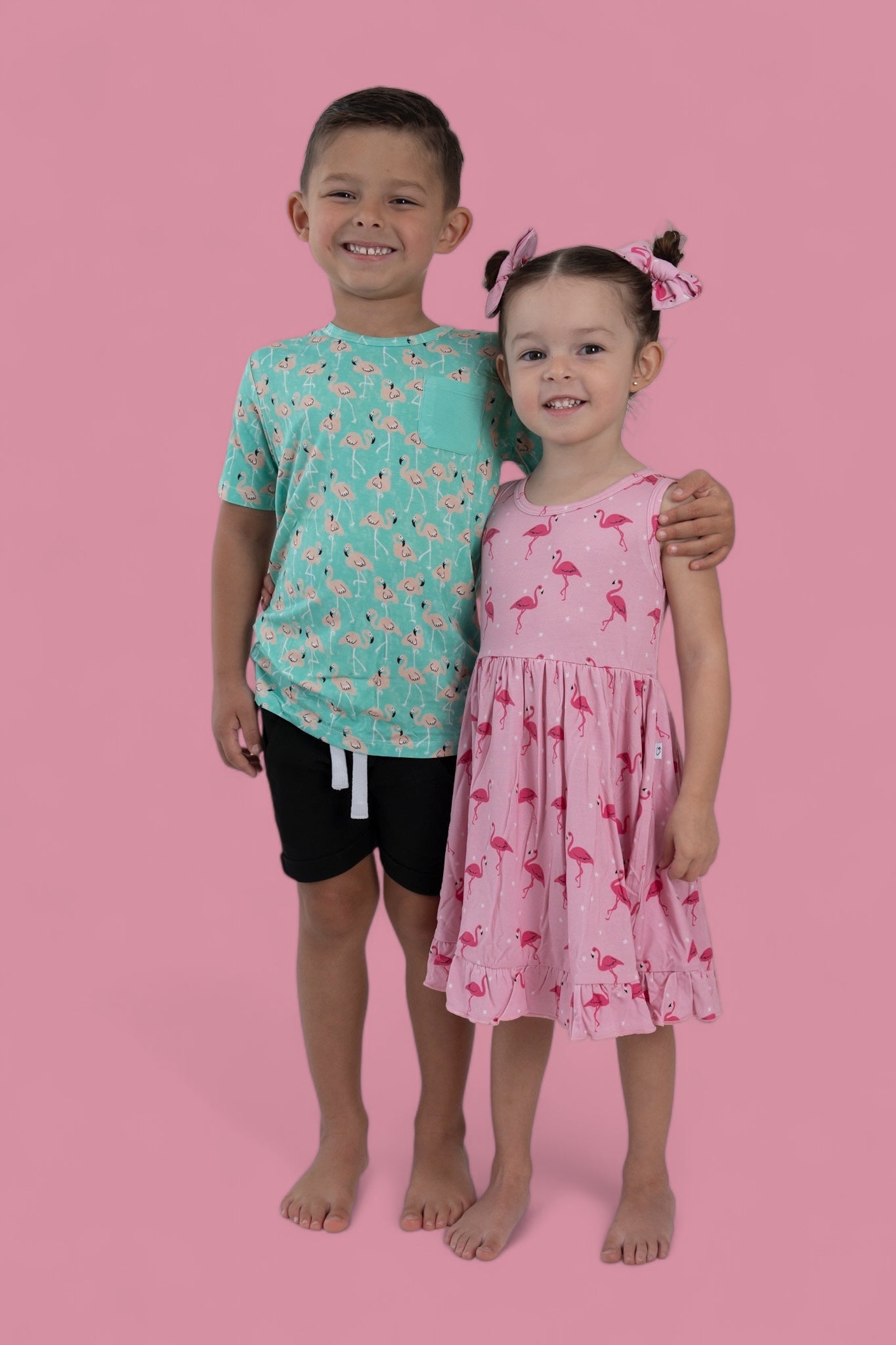 Flocking Flamingos Dream Bow Hair Clips