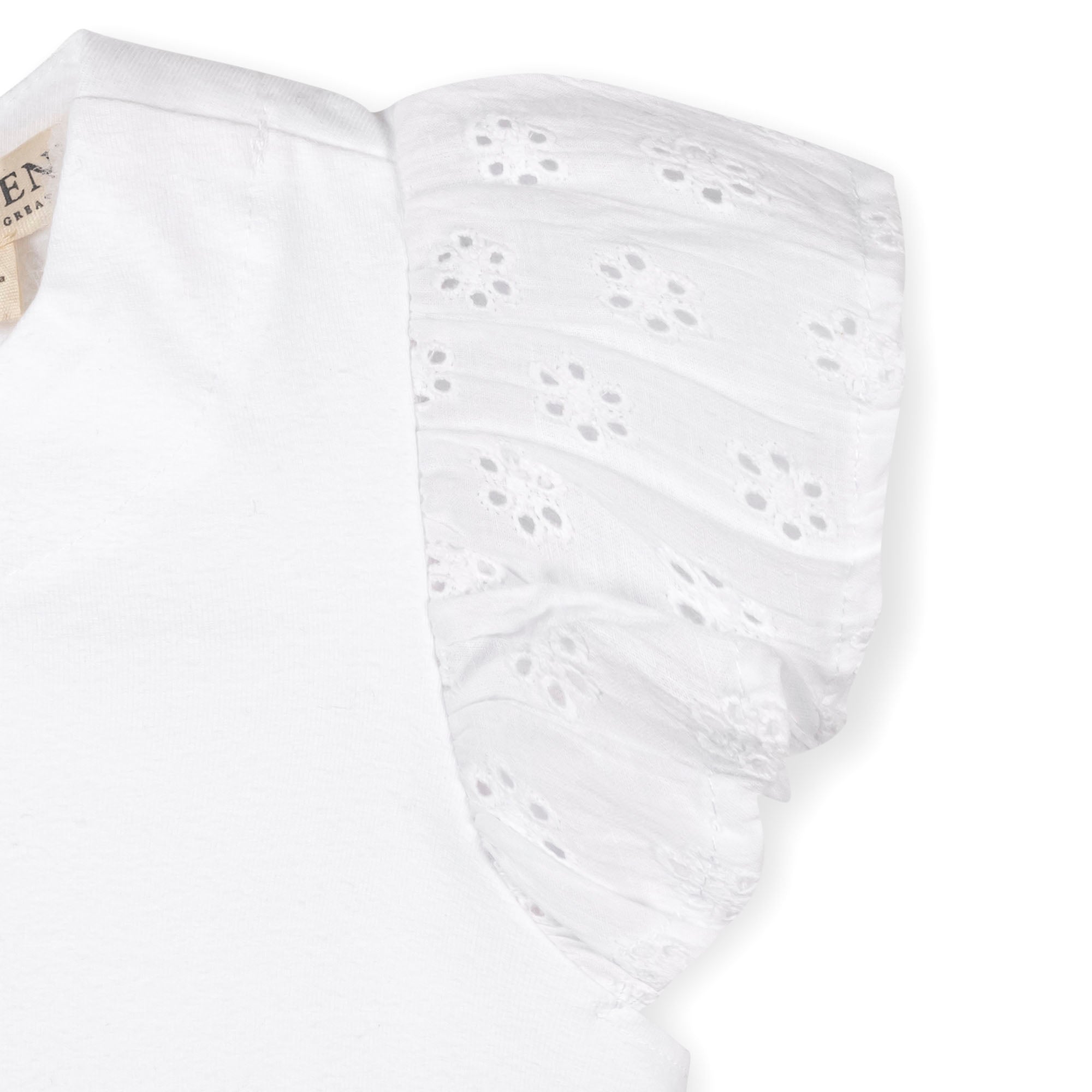 Organic Knit Top With Eyelet Flutter Sleeves