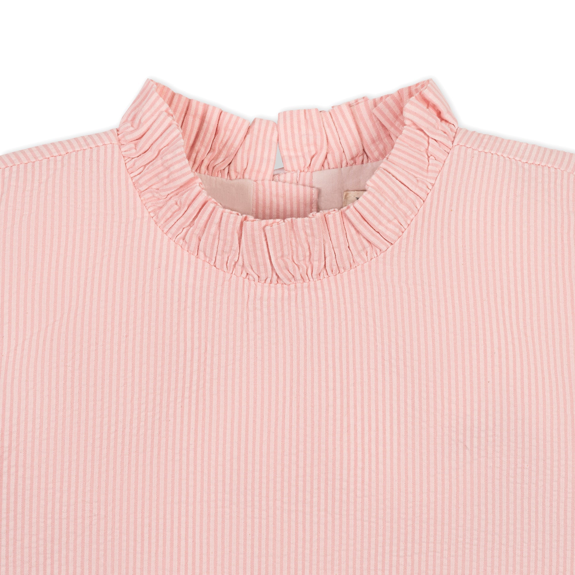 Organic Ruffle Neck Seersucker Top