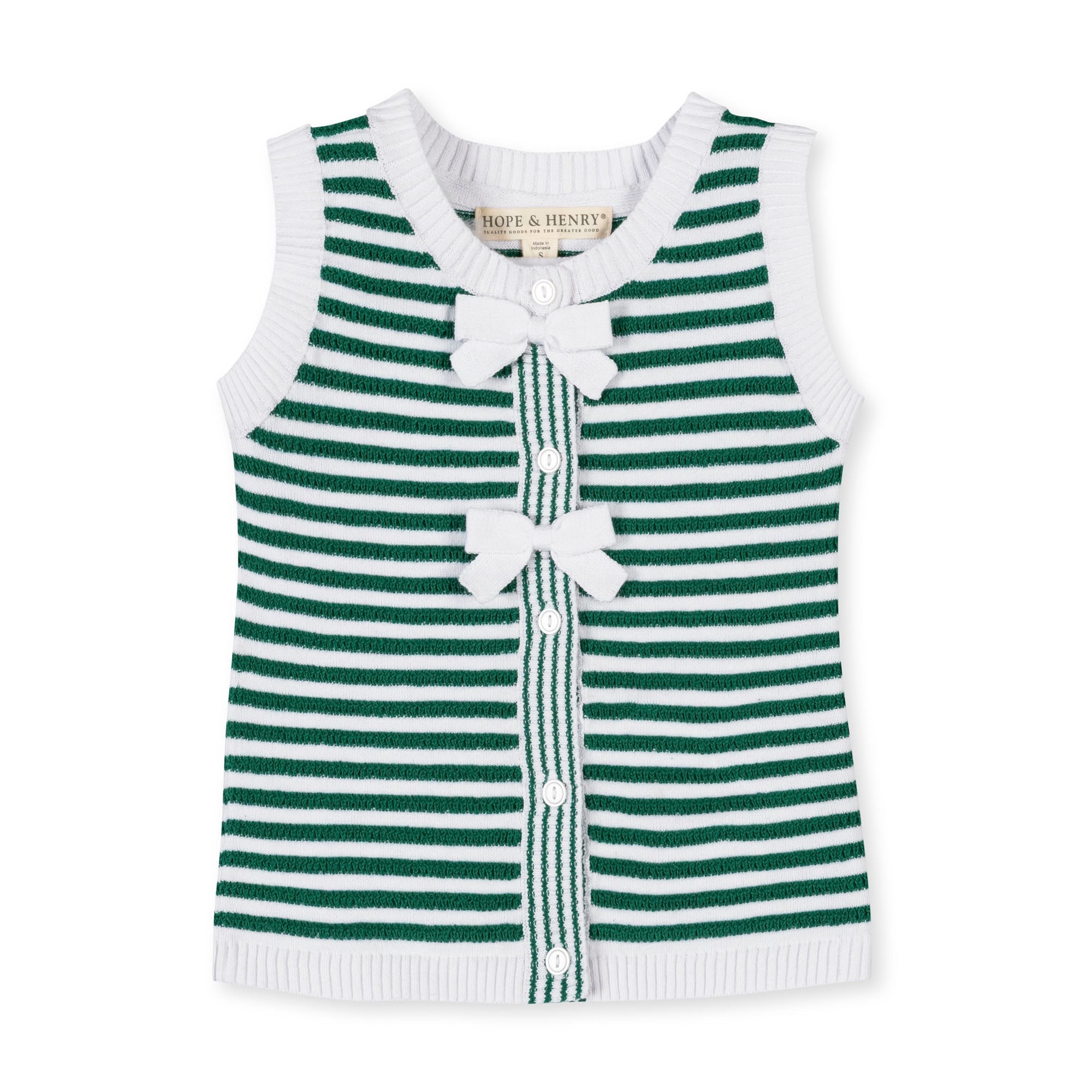 Organic Button Front Sweater Tank With Bows