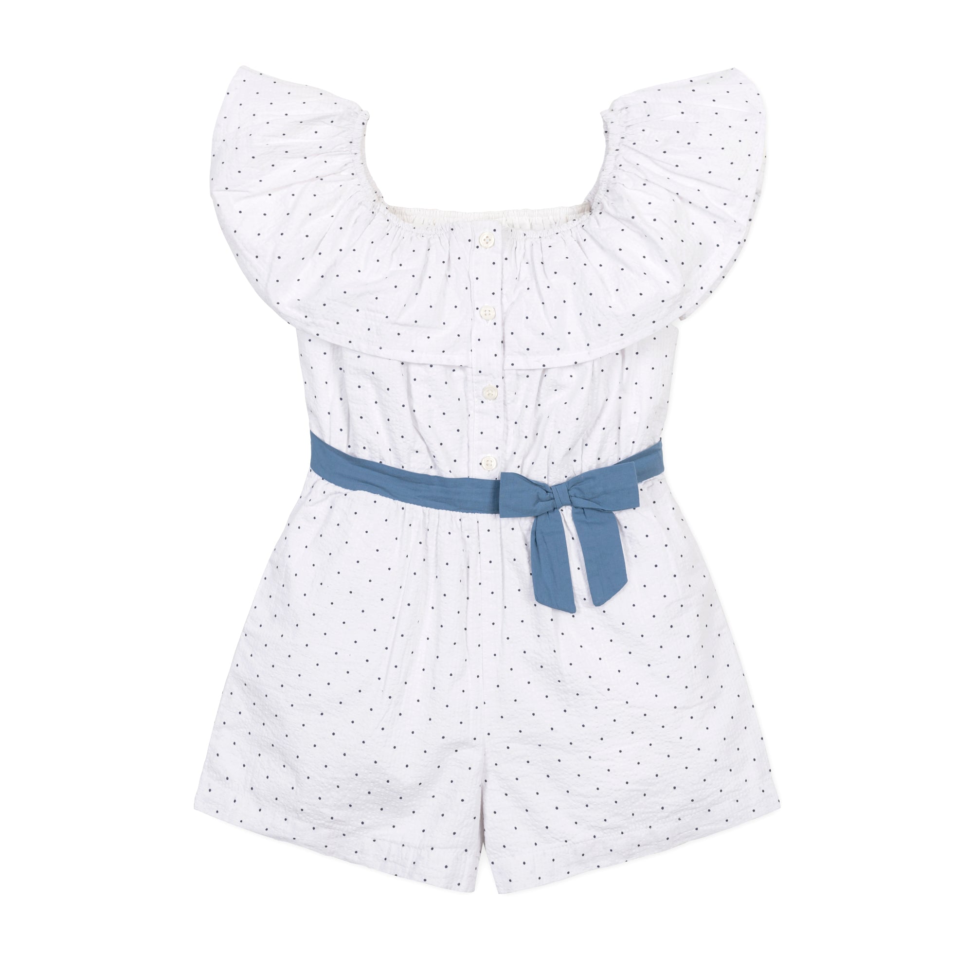 Organic Seersucker Ruffle Romper