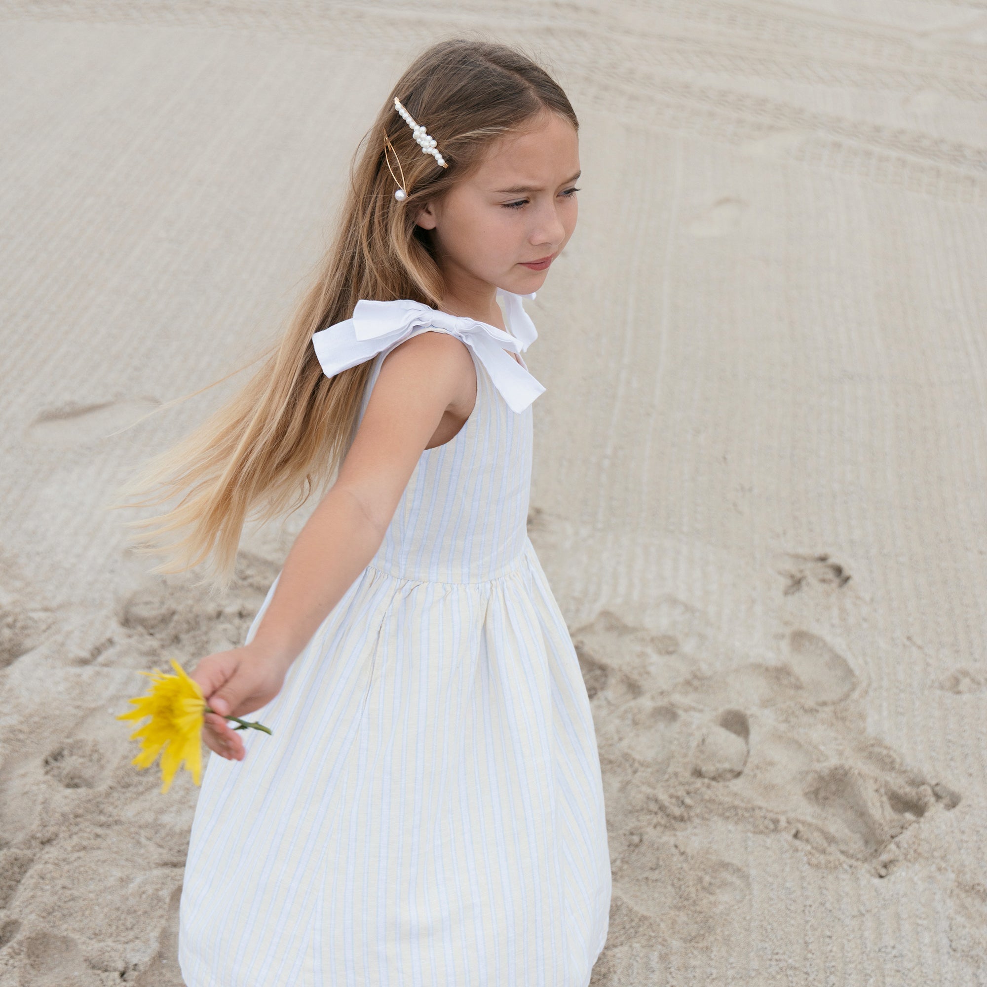 Linen Bow Shoulder Dress