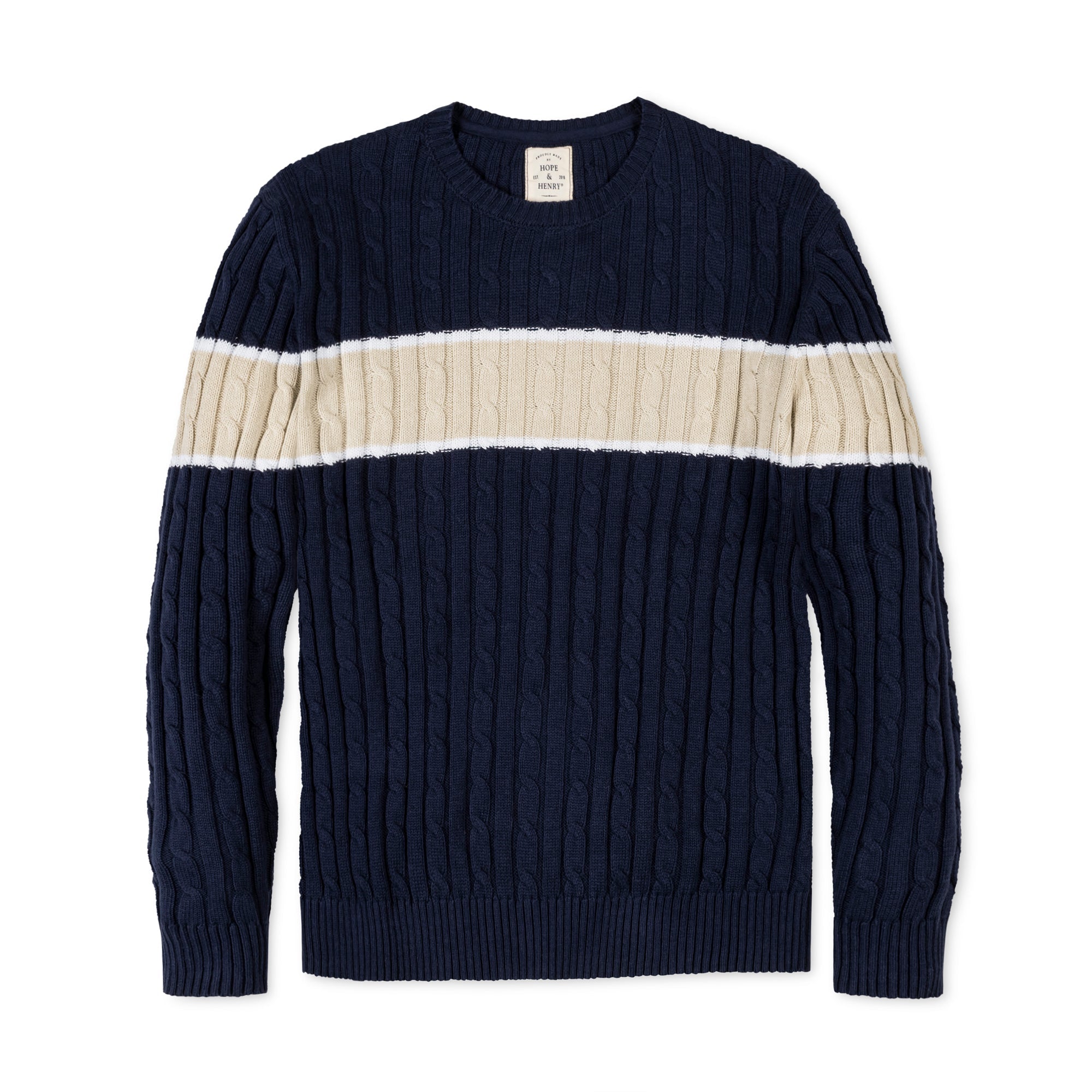 Organic Crew Neck Cable Sweater