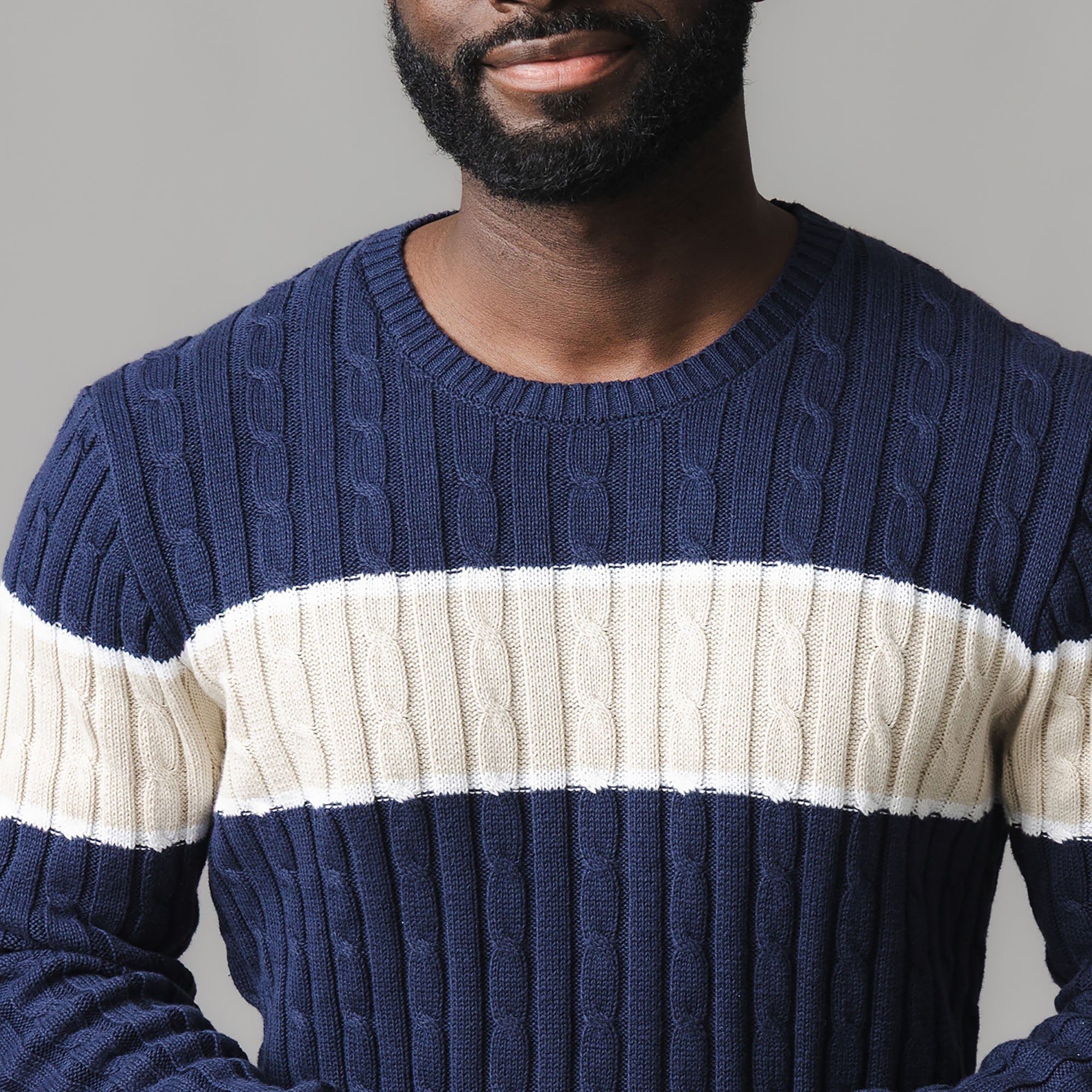 Organic Crew Neck Cable Sweater