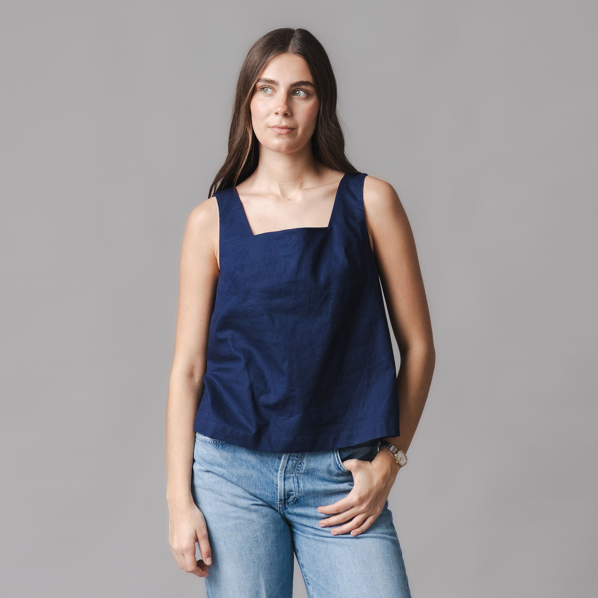 Linen Square Neck Tank