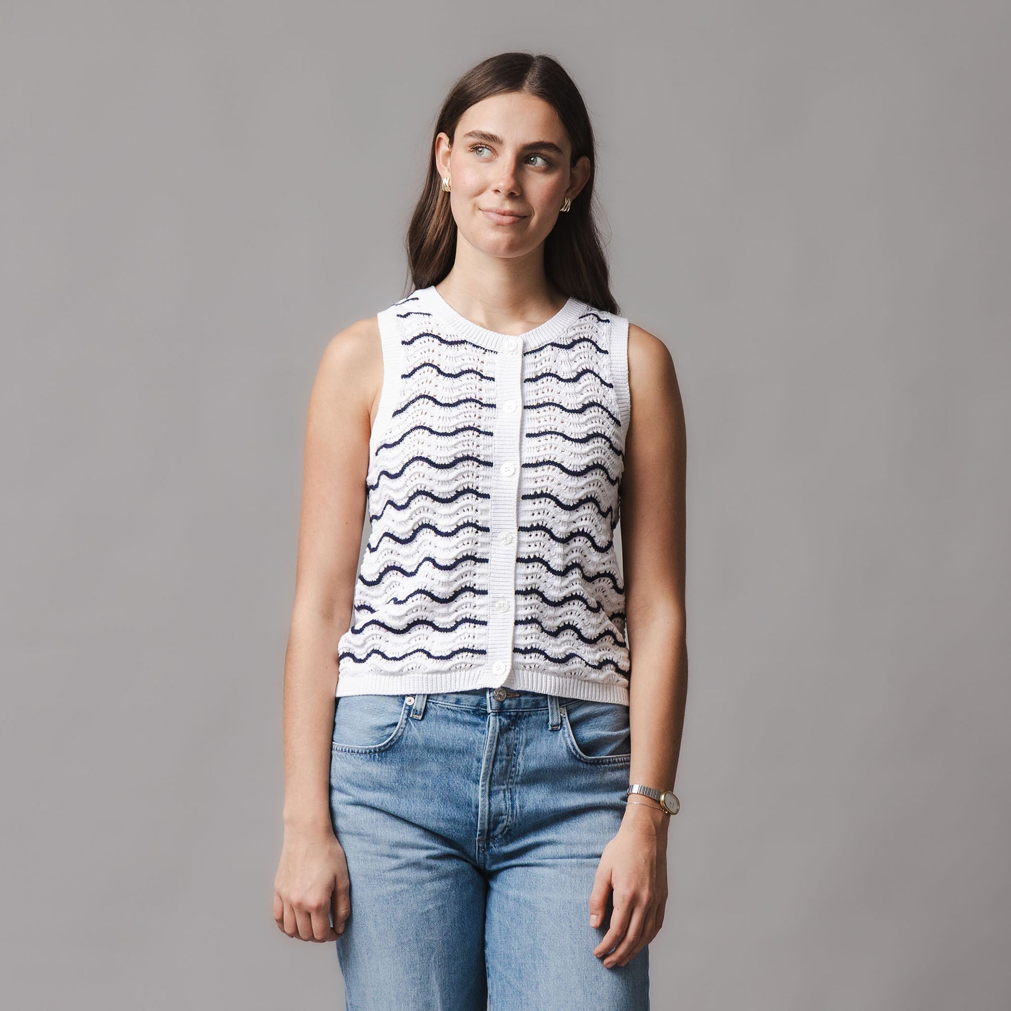 Organic Button Front Sweater Tank