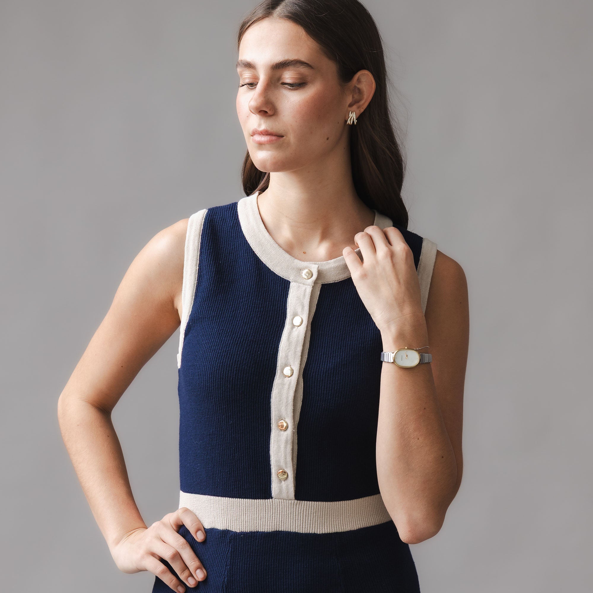 Organic Button Front Sweater Dress