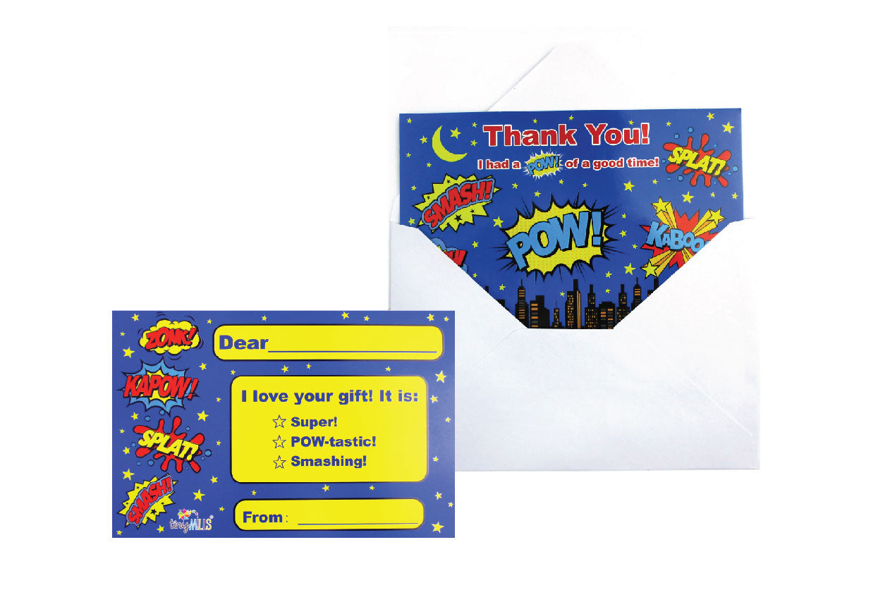 Superhero Fill-in Birthday Thank You Cards For Kids
