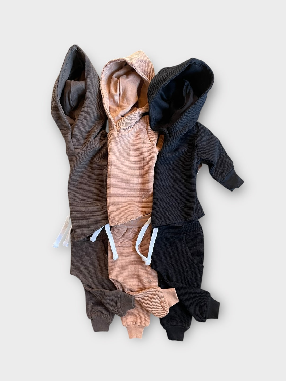 Umber Waffle Knit Hooded Pullover