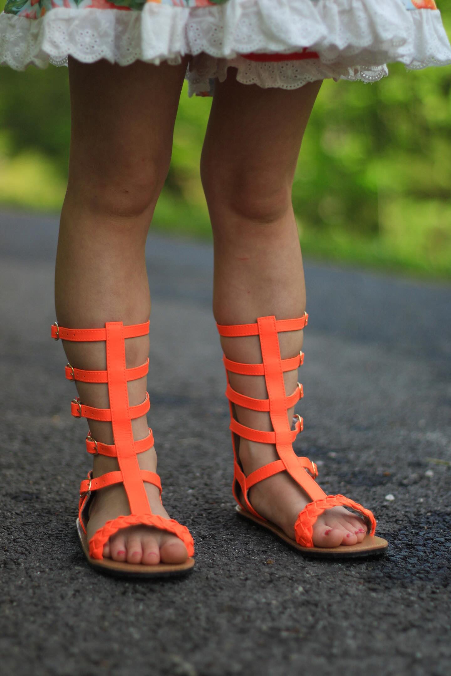 Maddie Gladiator Sandals - Neon Orange