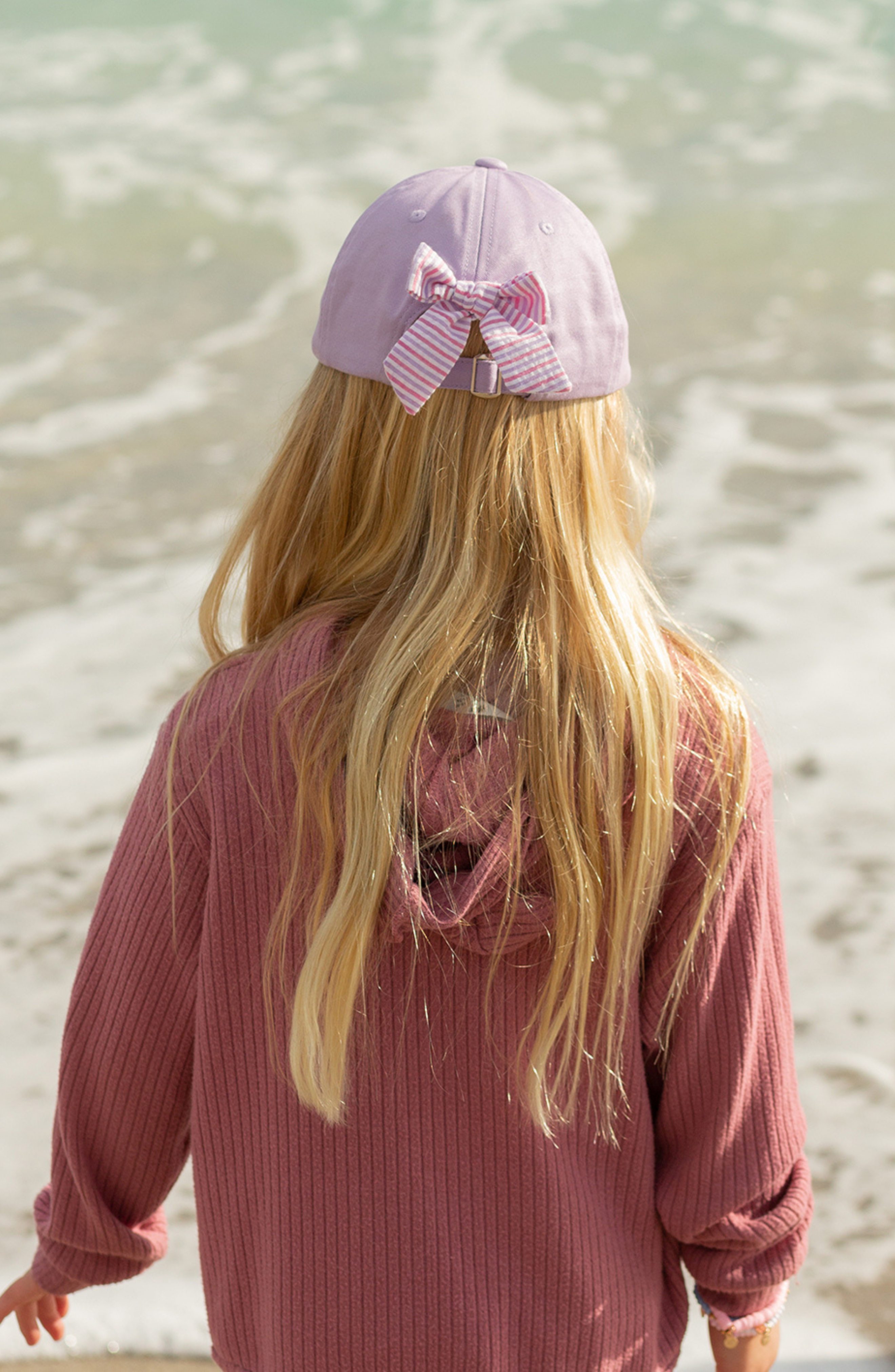 Rainbow Unicorn Bow Baseball Hat (girls)