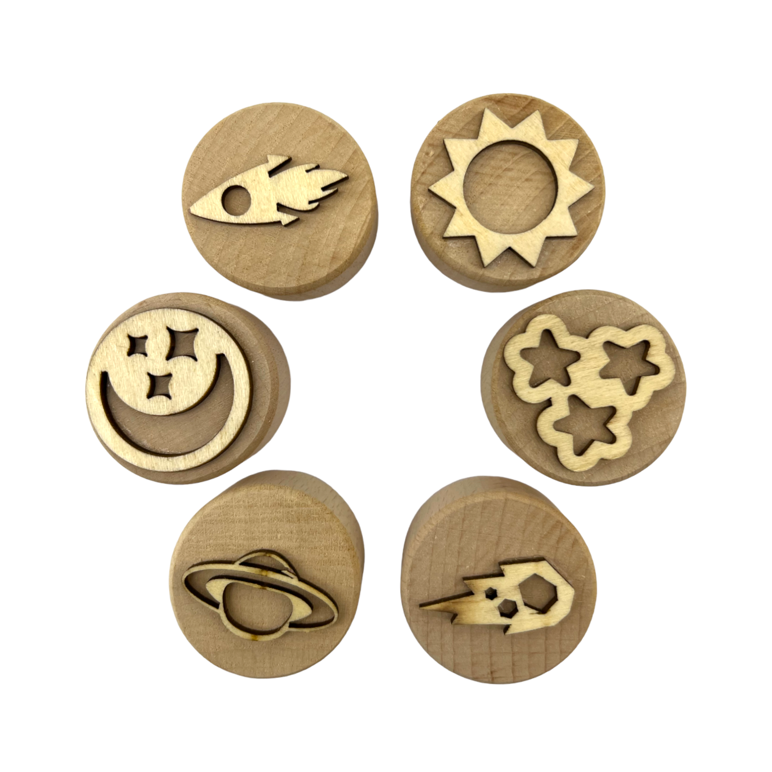 **pre-order (ships In 3-4 Weeks)**wooden Playdough Stampers Set
