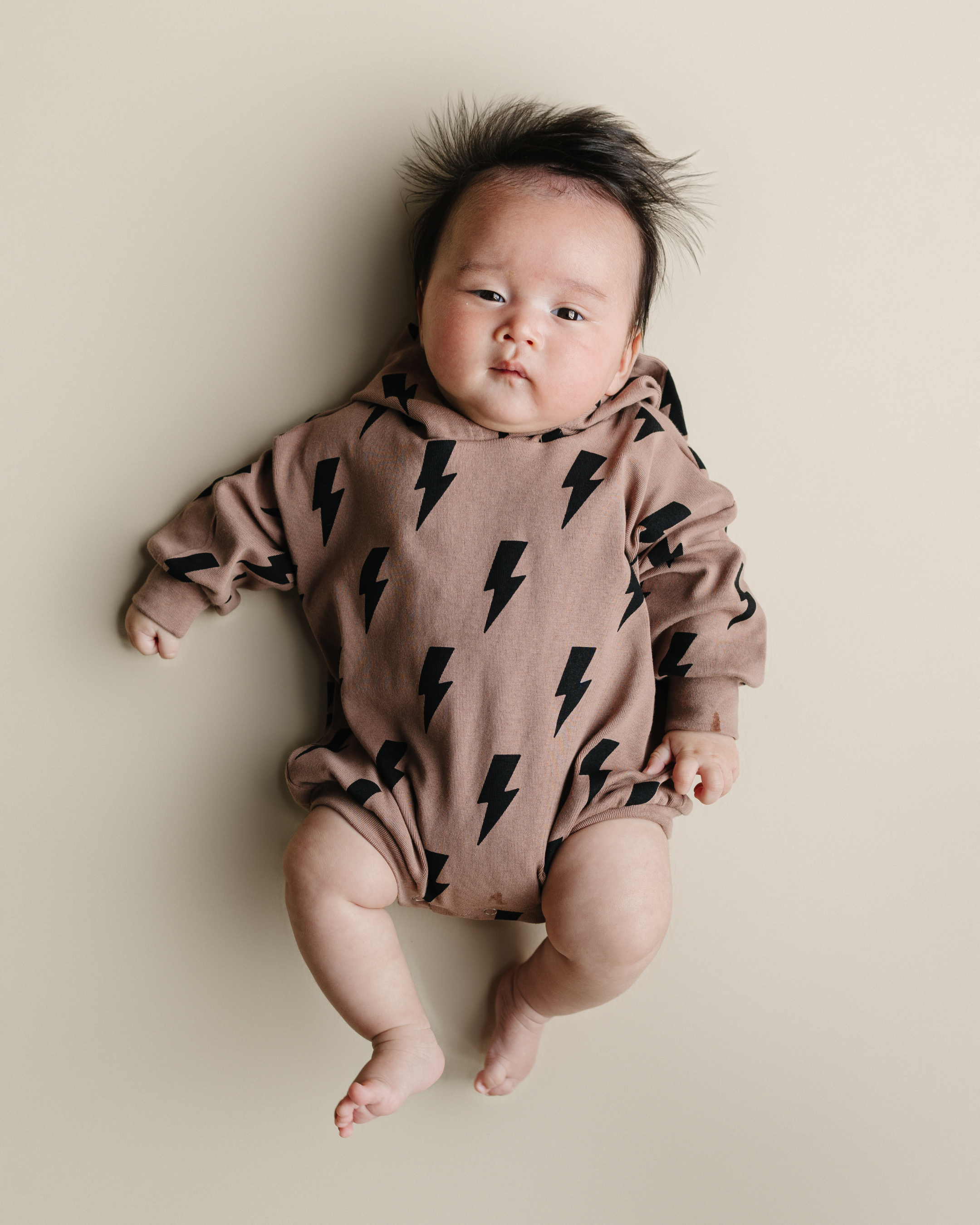 Hooded Bubble Romper | Mocha Bolts