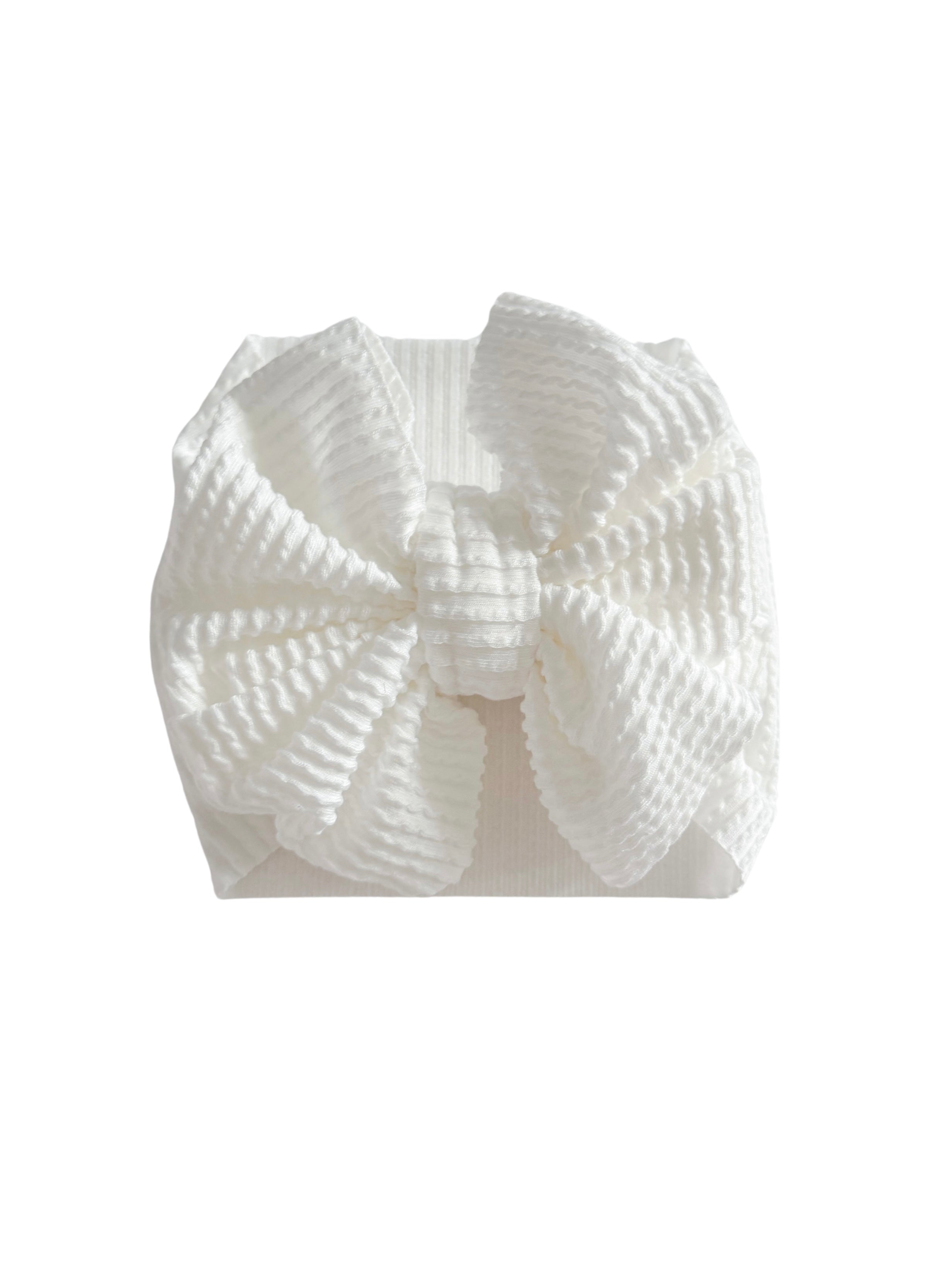 Ribbed Headwrap Bow- Off White