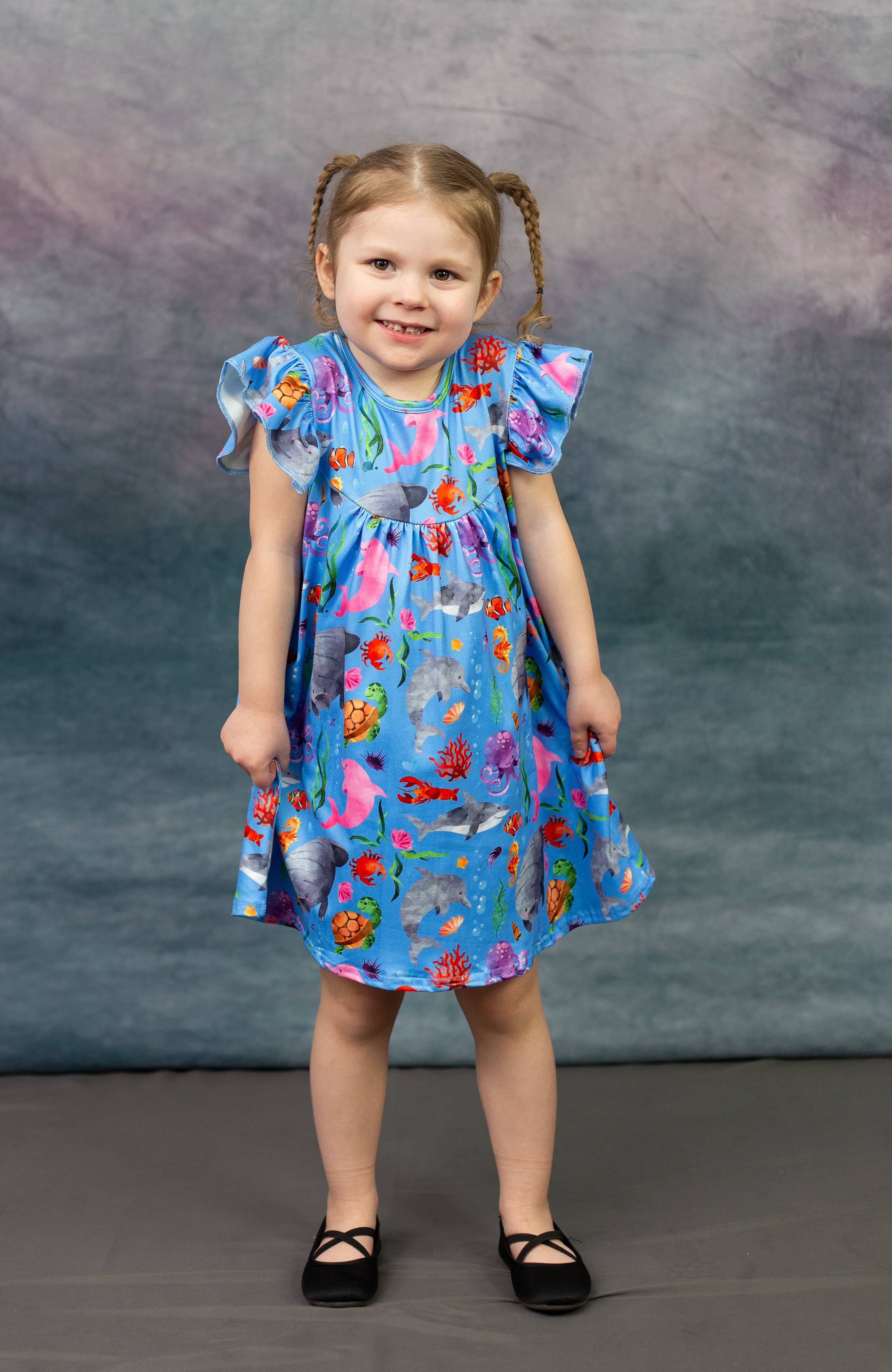 Sea Life Flutter Milk Silk Dress