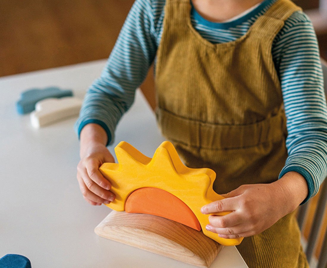 13 Pcs Stained Wooden Weather Building Set