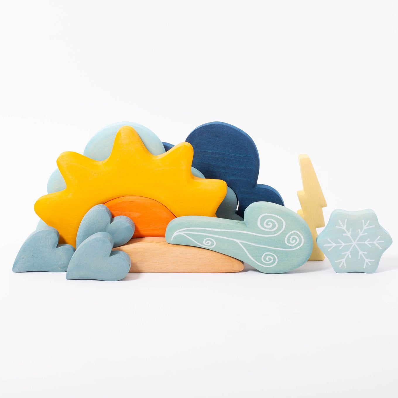 13 Pcs Stained Wooden Weather Building Set