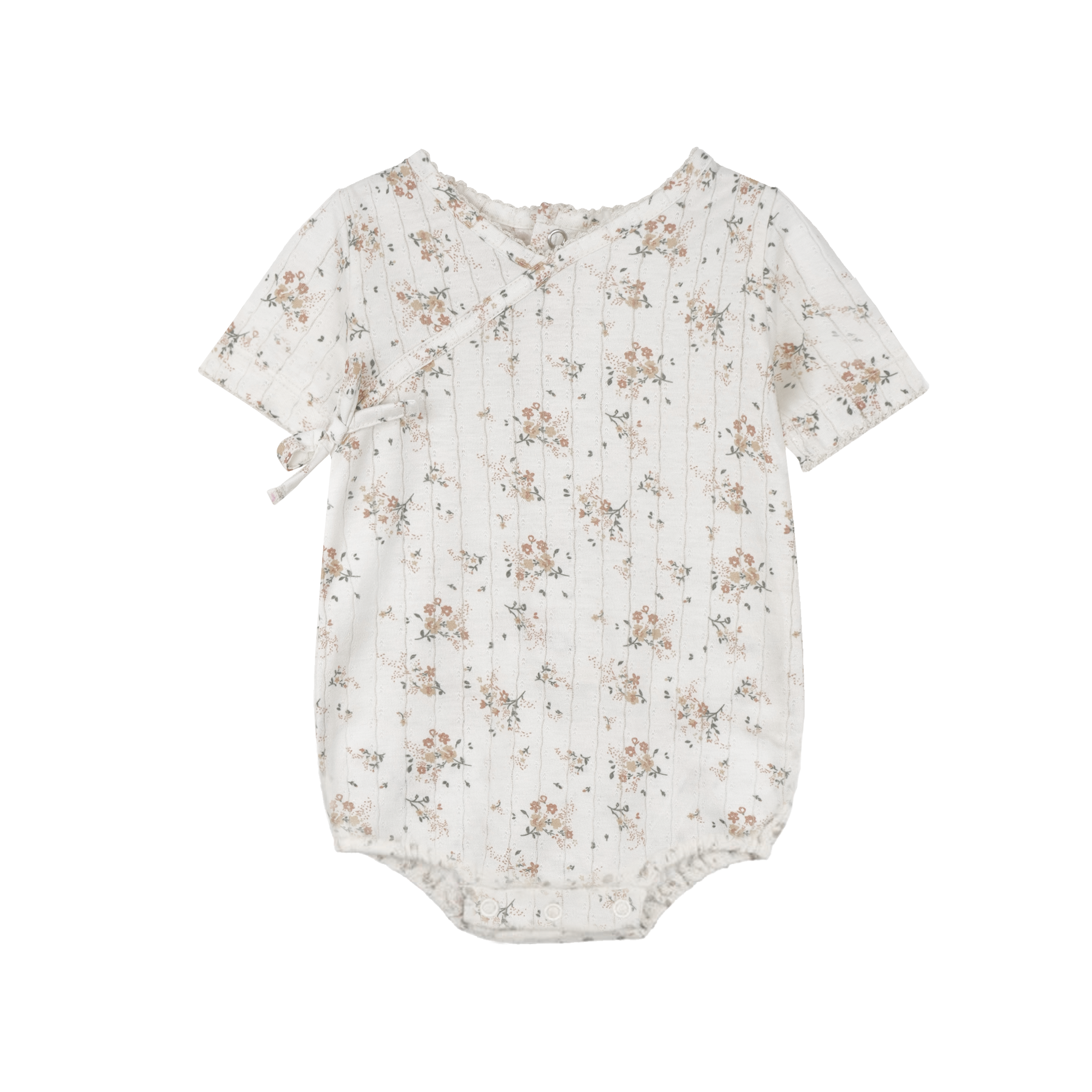 Ribbed Floral Kimono Short Romper