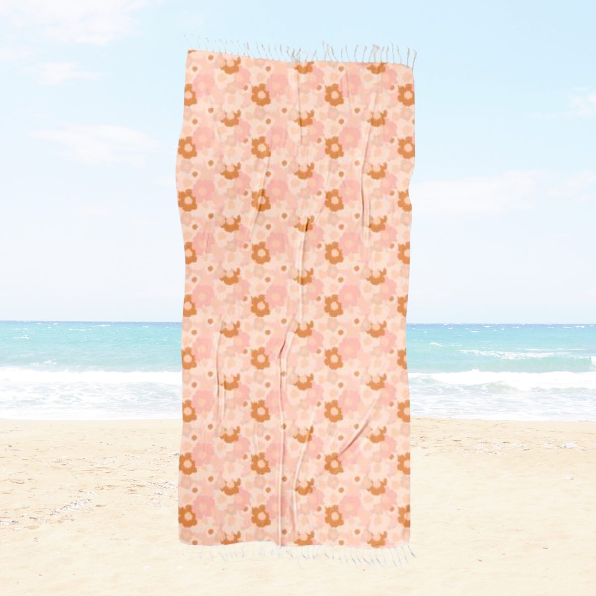 Blush Meadow Fringe Beach Towel
