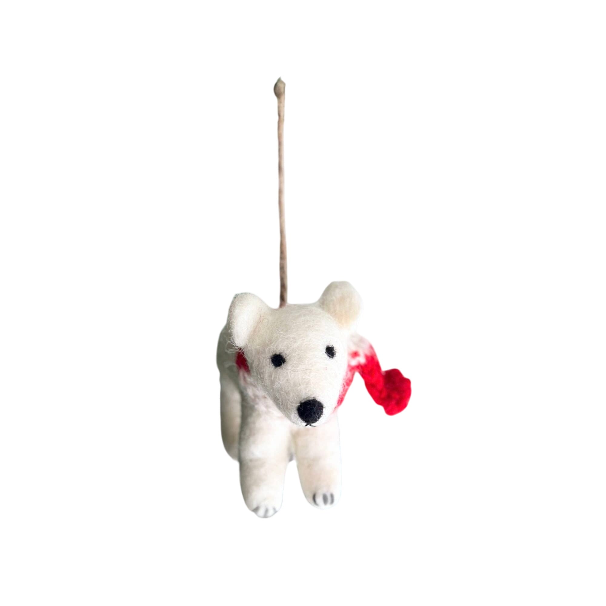 Felt Ornament - Polar Bear With Scarf