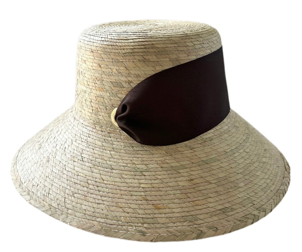 Clematis Bucket Hat - Chocolate Brown Wide & Short Grosgrain Ribbon
