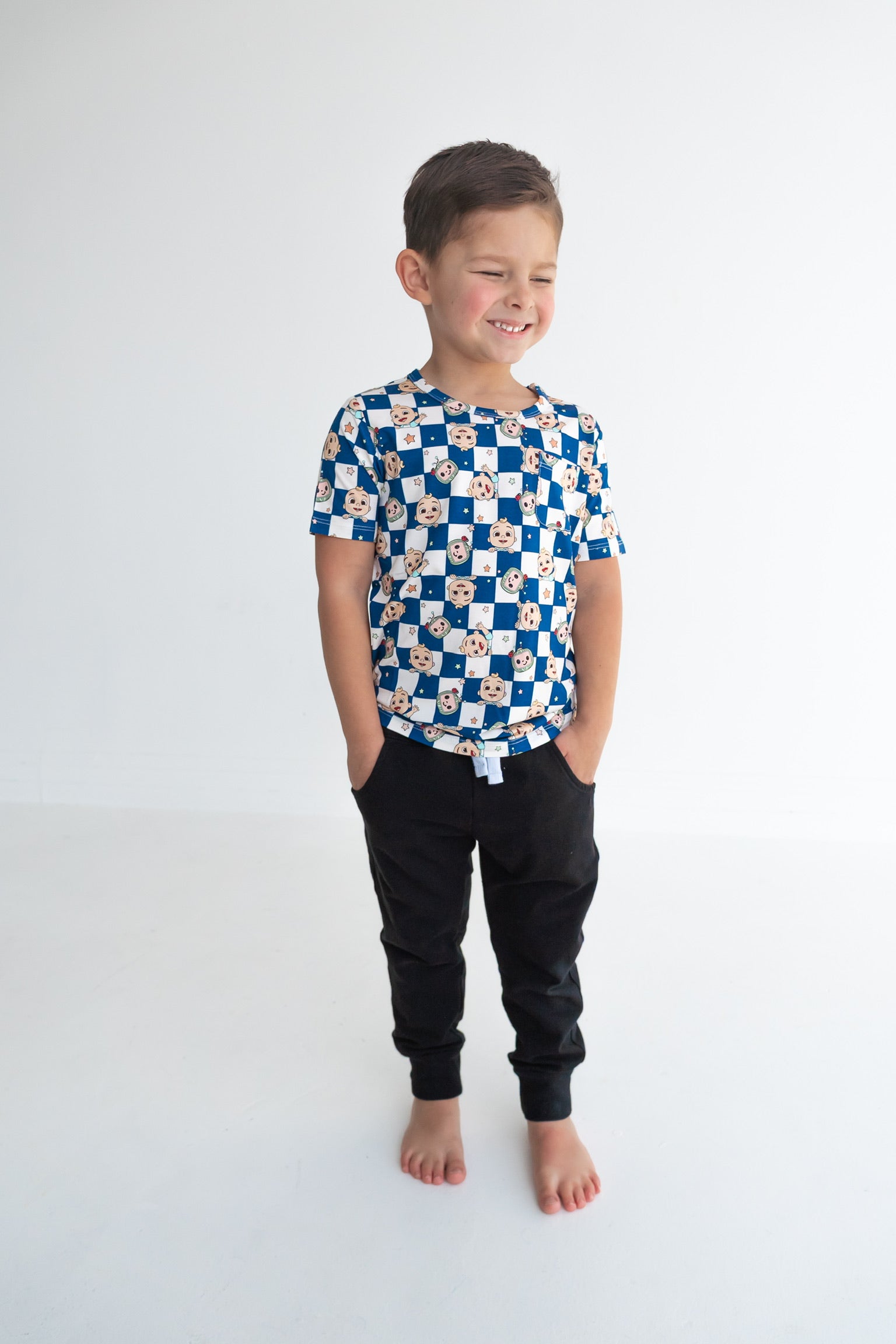 Dream Big Little Co X Cocomelon Jj Starry Night Checkers Dream Pocket Tee