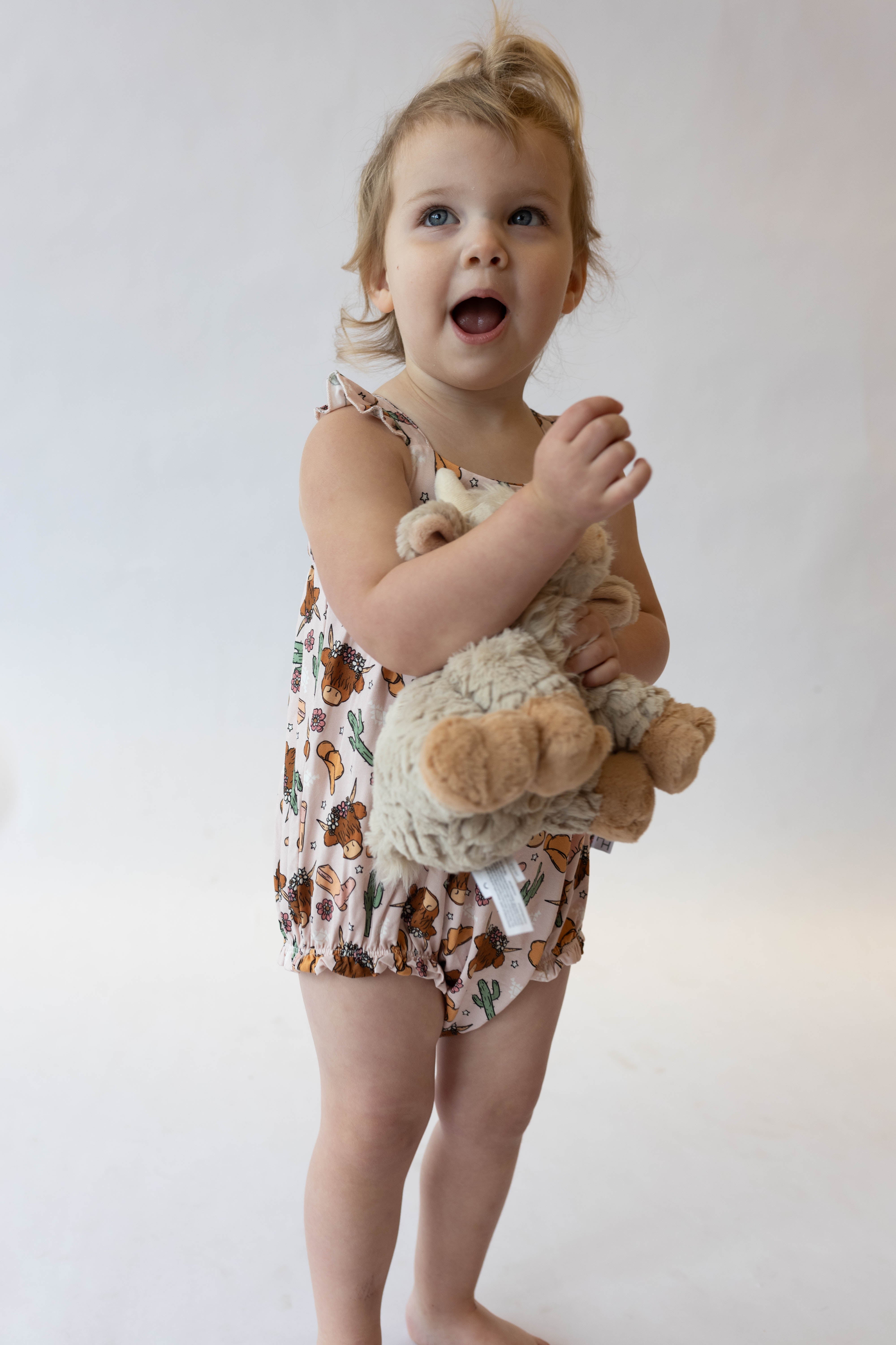 Pink Highland Cow Bubble Romper