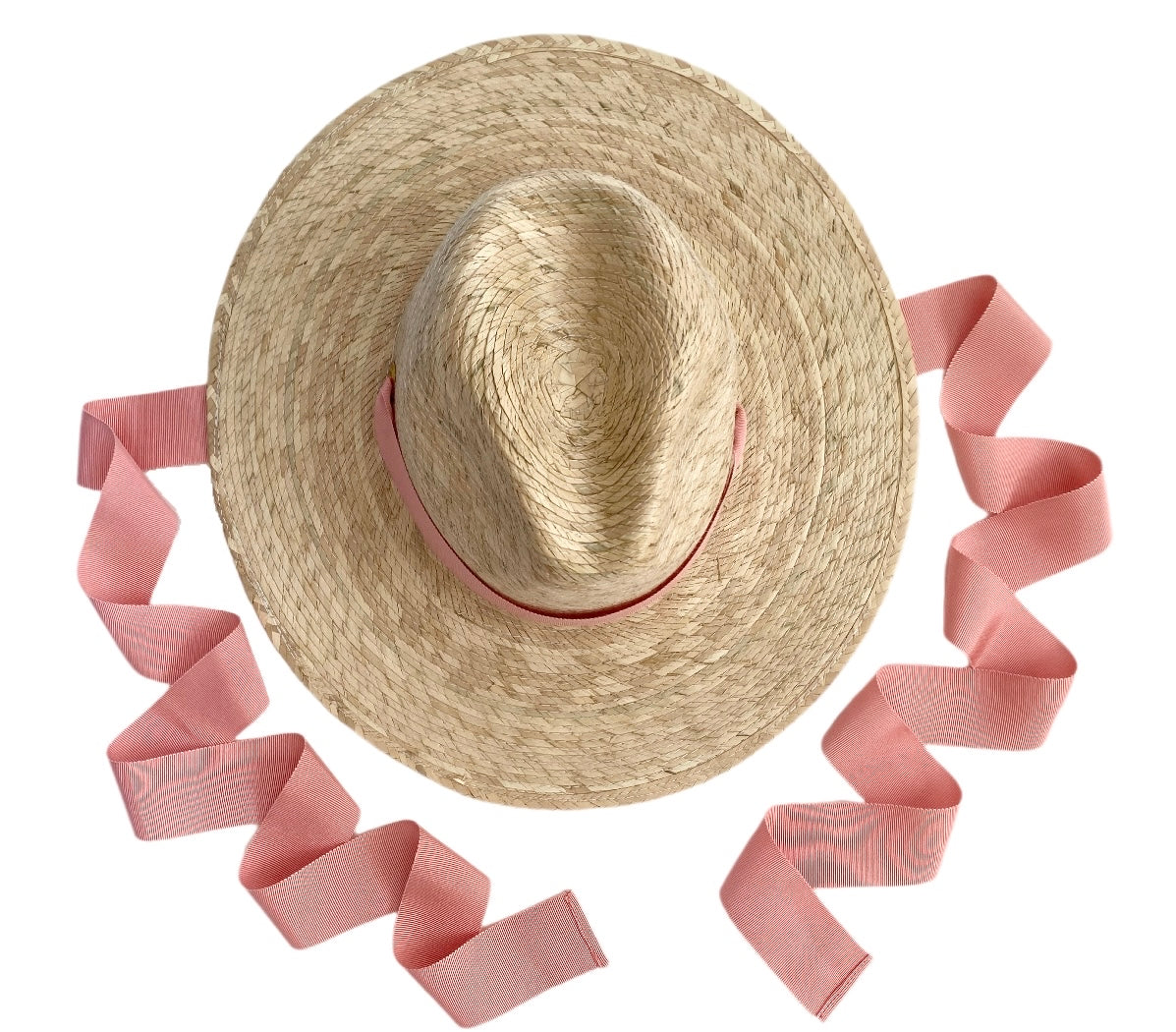 Zinnia Sun Hat For Little Girls (age 4-10) - Coral Grosgrain Ribbon