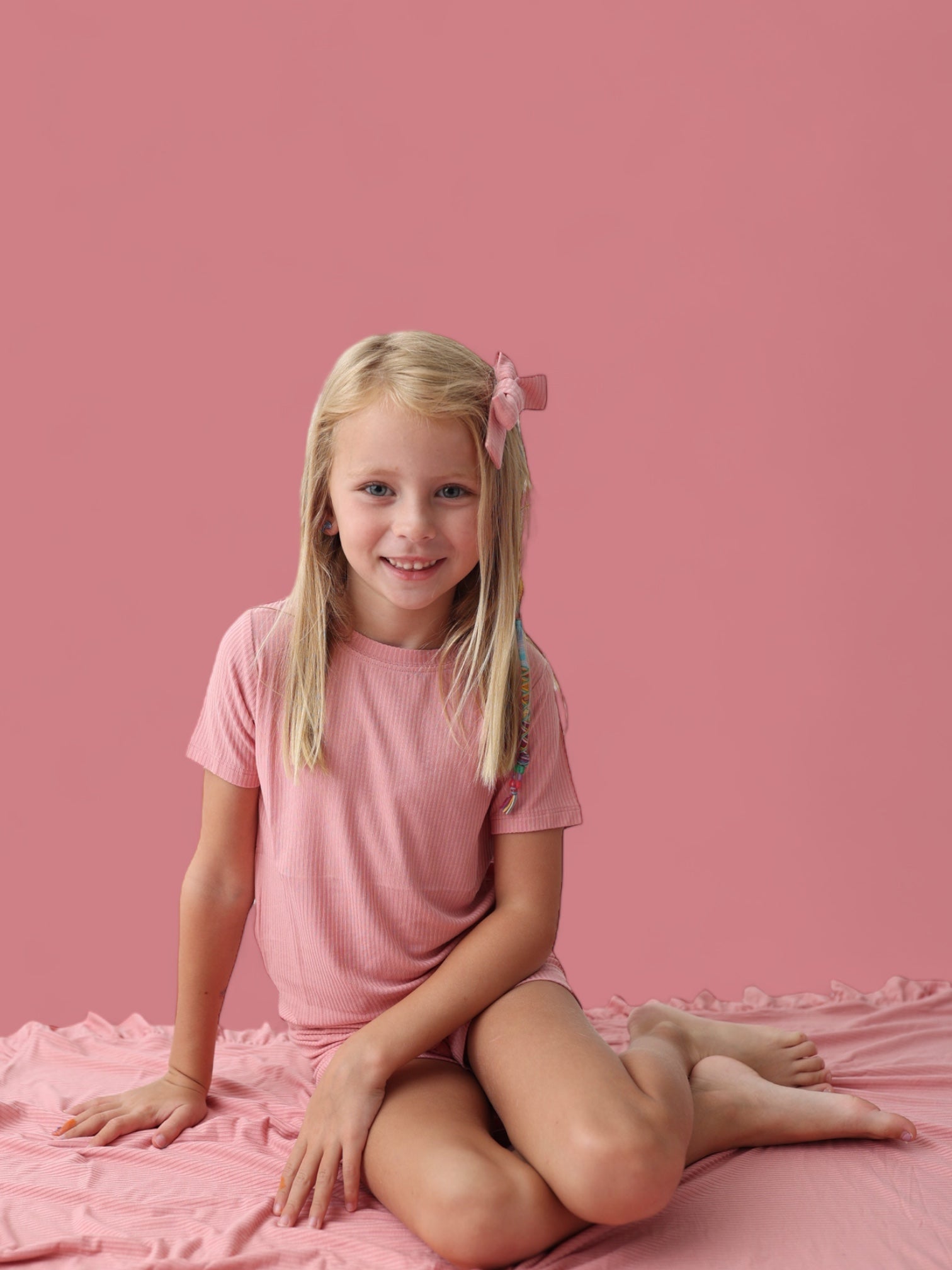 Mauve Rib Dream Bow Hair Clips