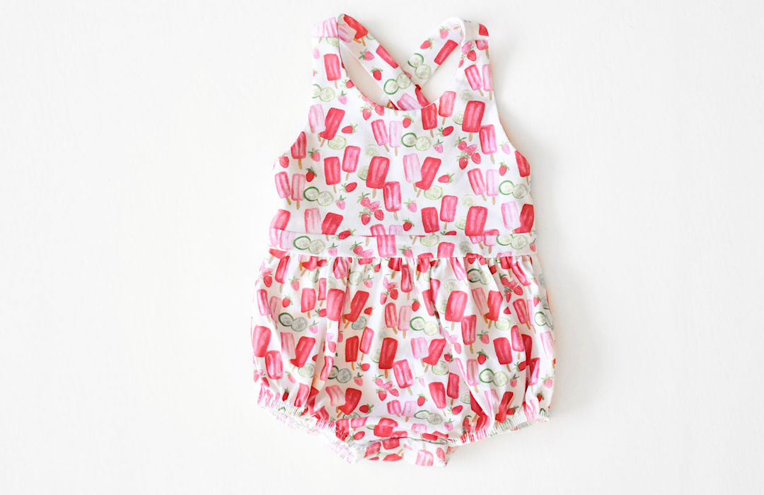 Cross Back Bubble Romper In Popsicles