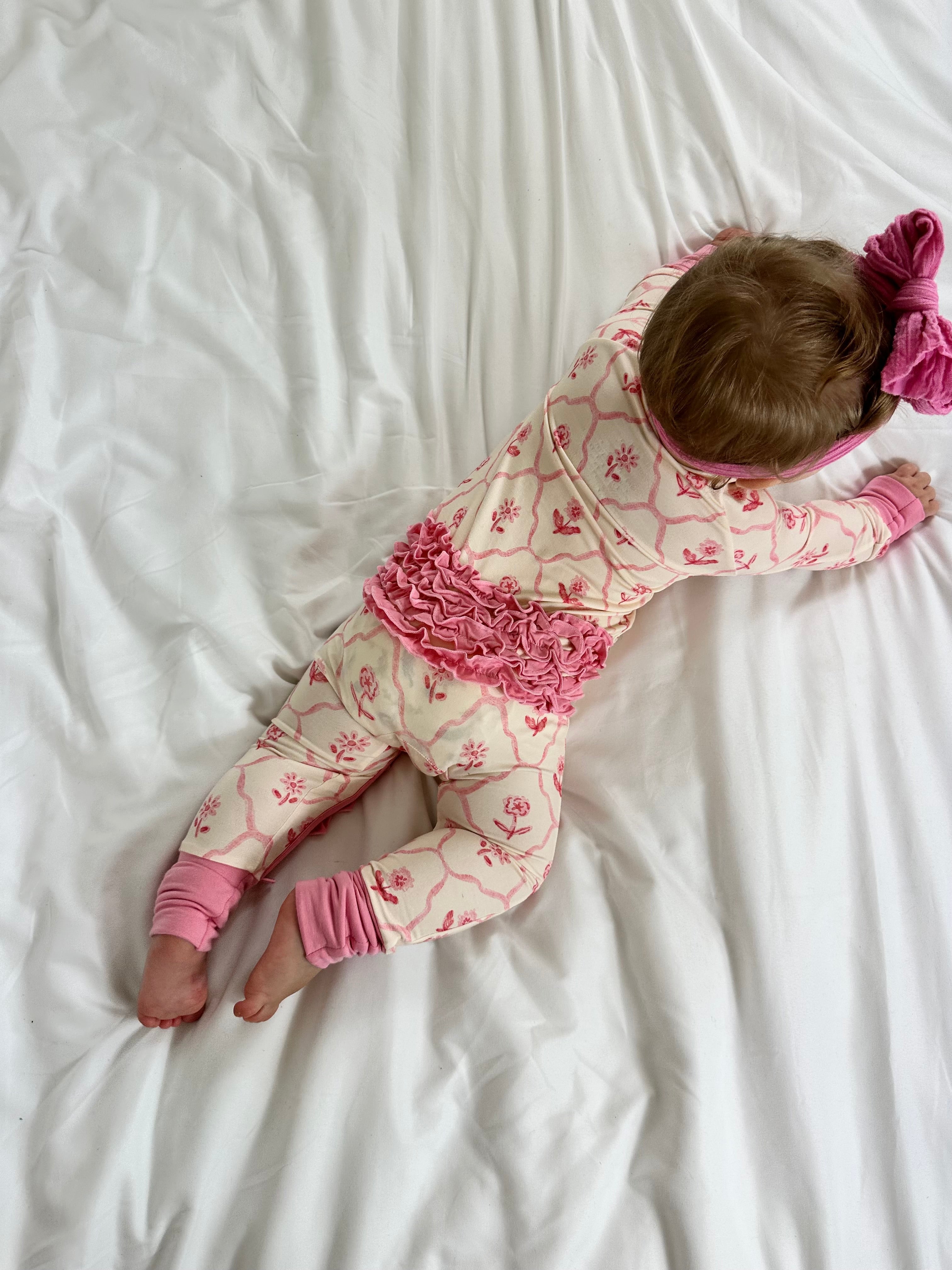 Blush & Bloom - Zipper Footie Pajamas