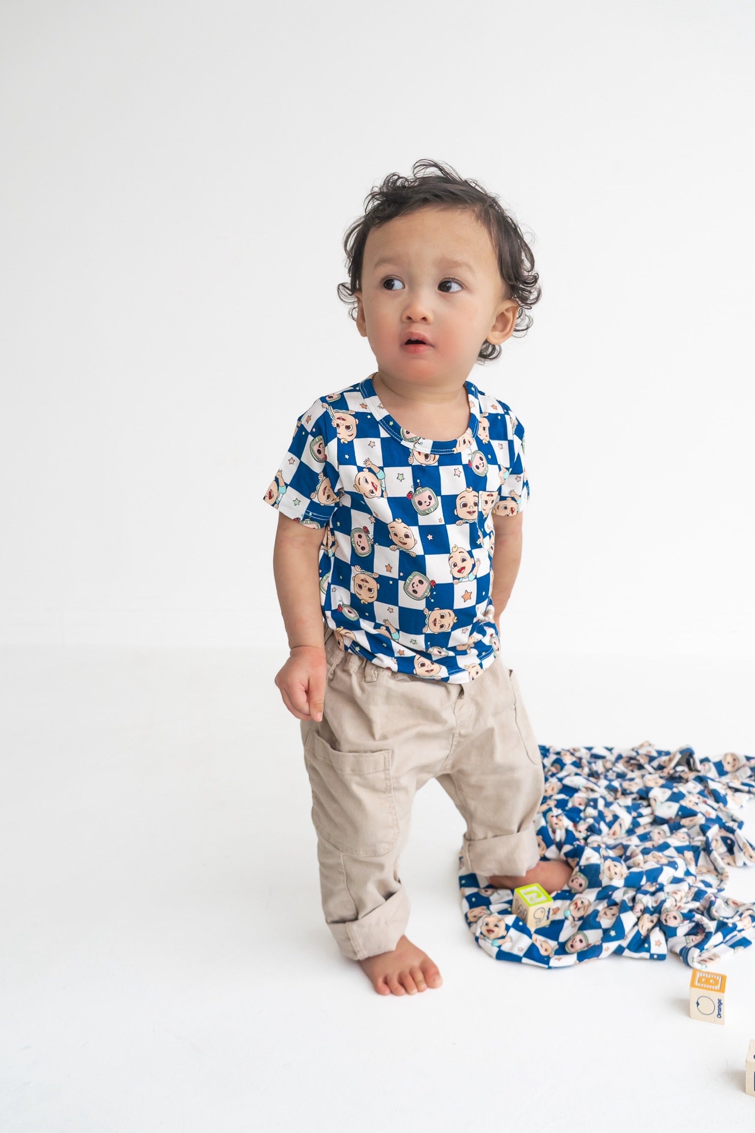 Dream Big Little Co X Cocomelon Jj Starry Night Checkers Dream Pocket Tee